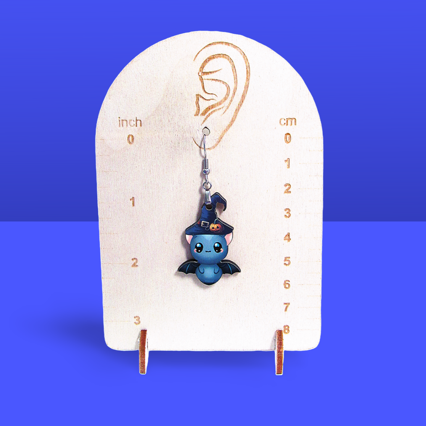 Bat with Witch Hat Shaped Sublimated Earrings 1.5 inch