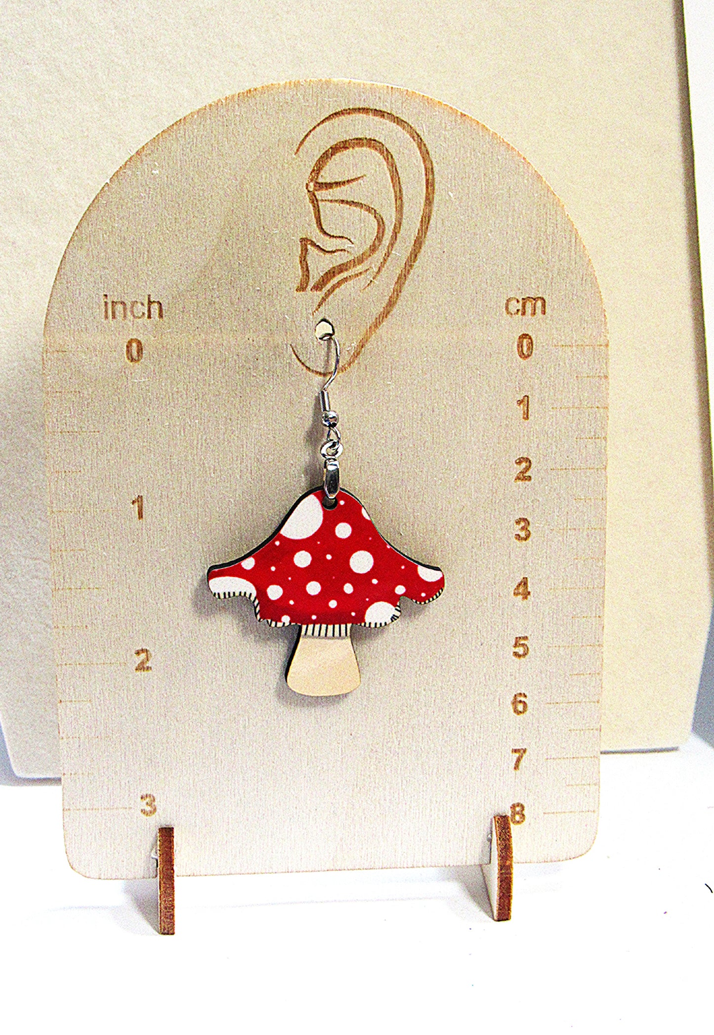 Distressed Mushroom Shaped Sublimated Earring 1.5 inch