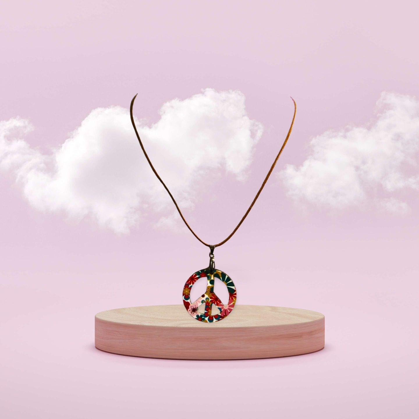 Peace Sign Shaped Sublimated Necklace