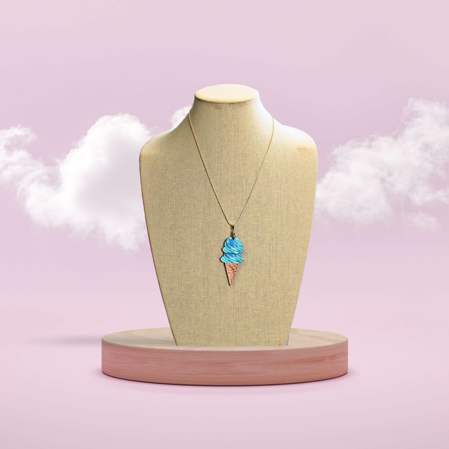 Ice Cream Cone Shaped Sublimated Necklace