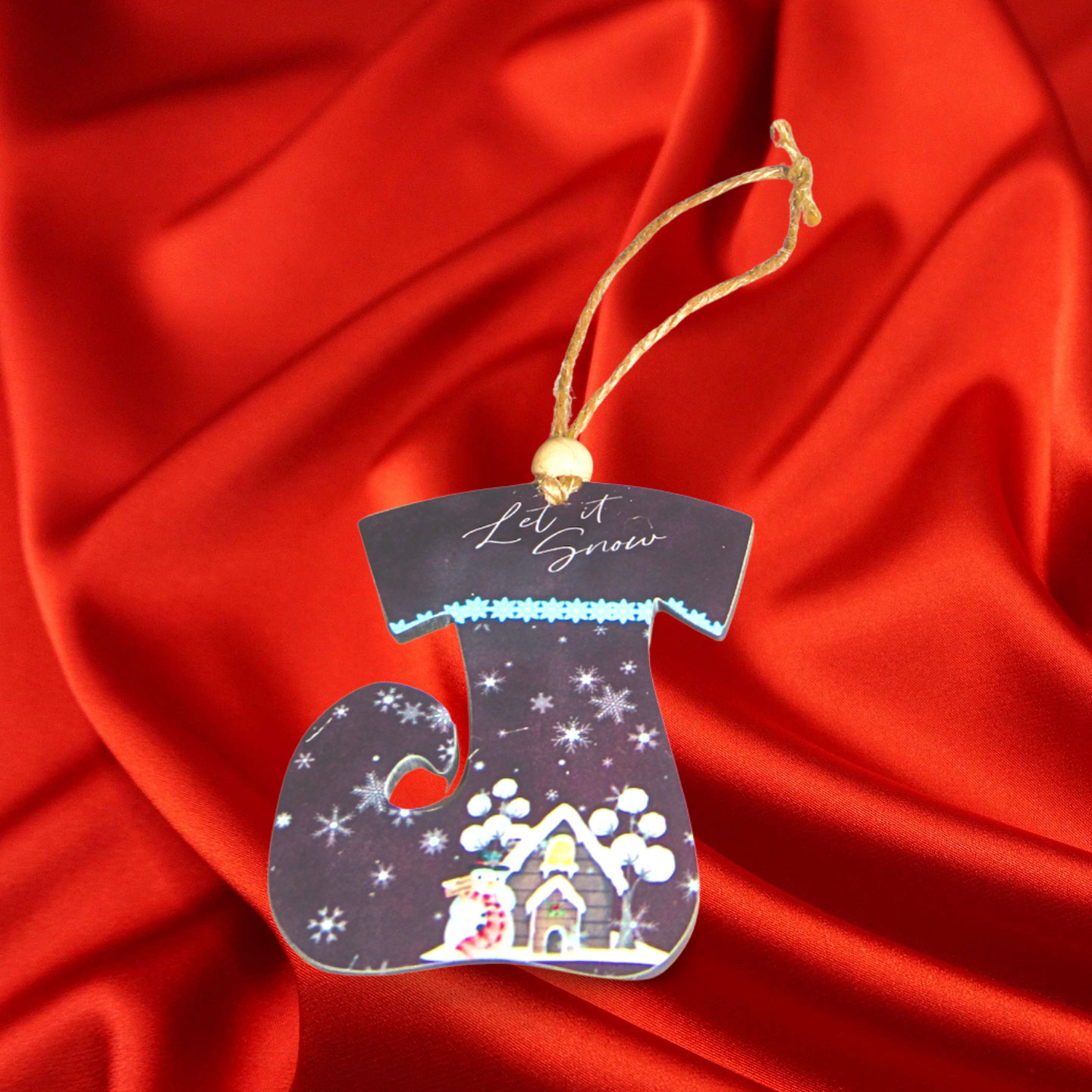 MDF-Elf Stocking Shaped Sublimated Ornament