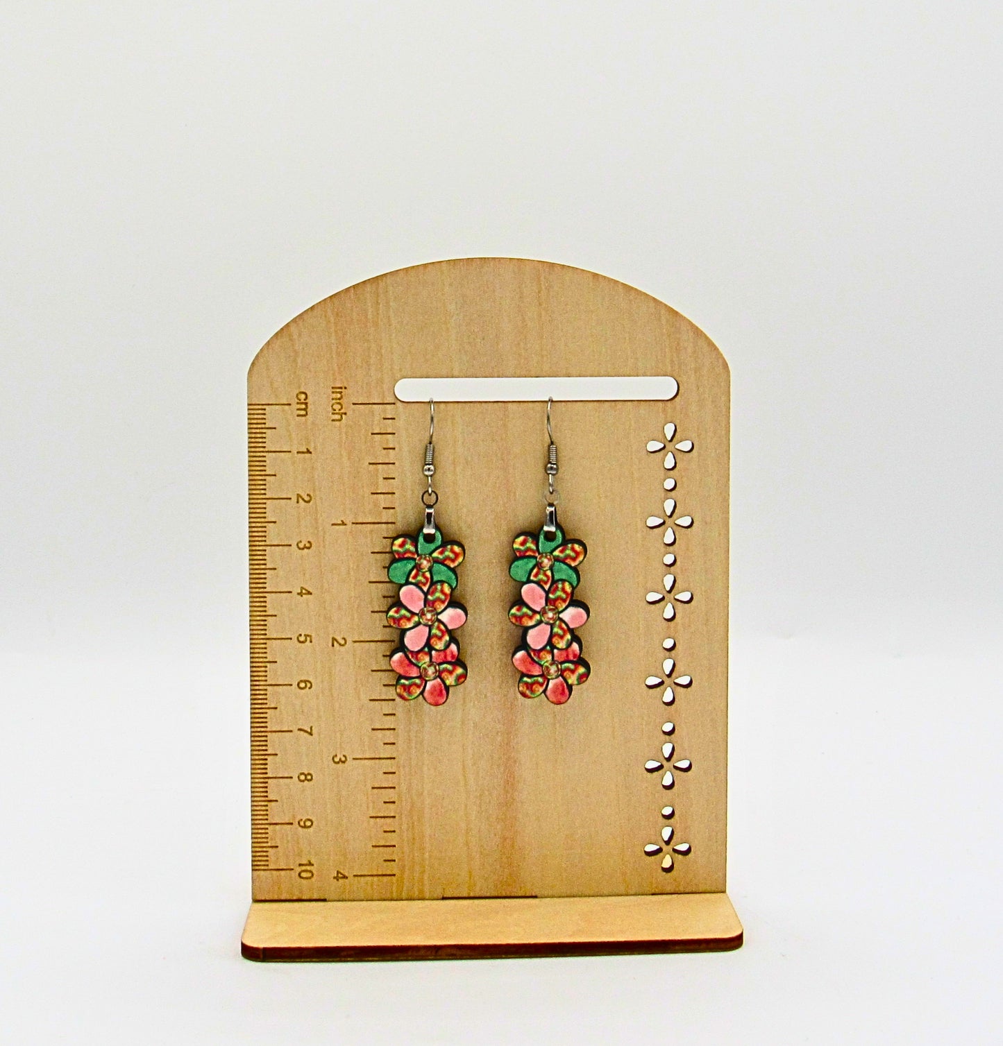 MDF-Triple Flower Shaped Sublimated Earring 1.5 inch