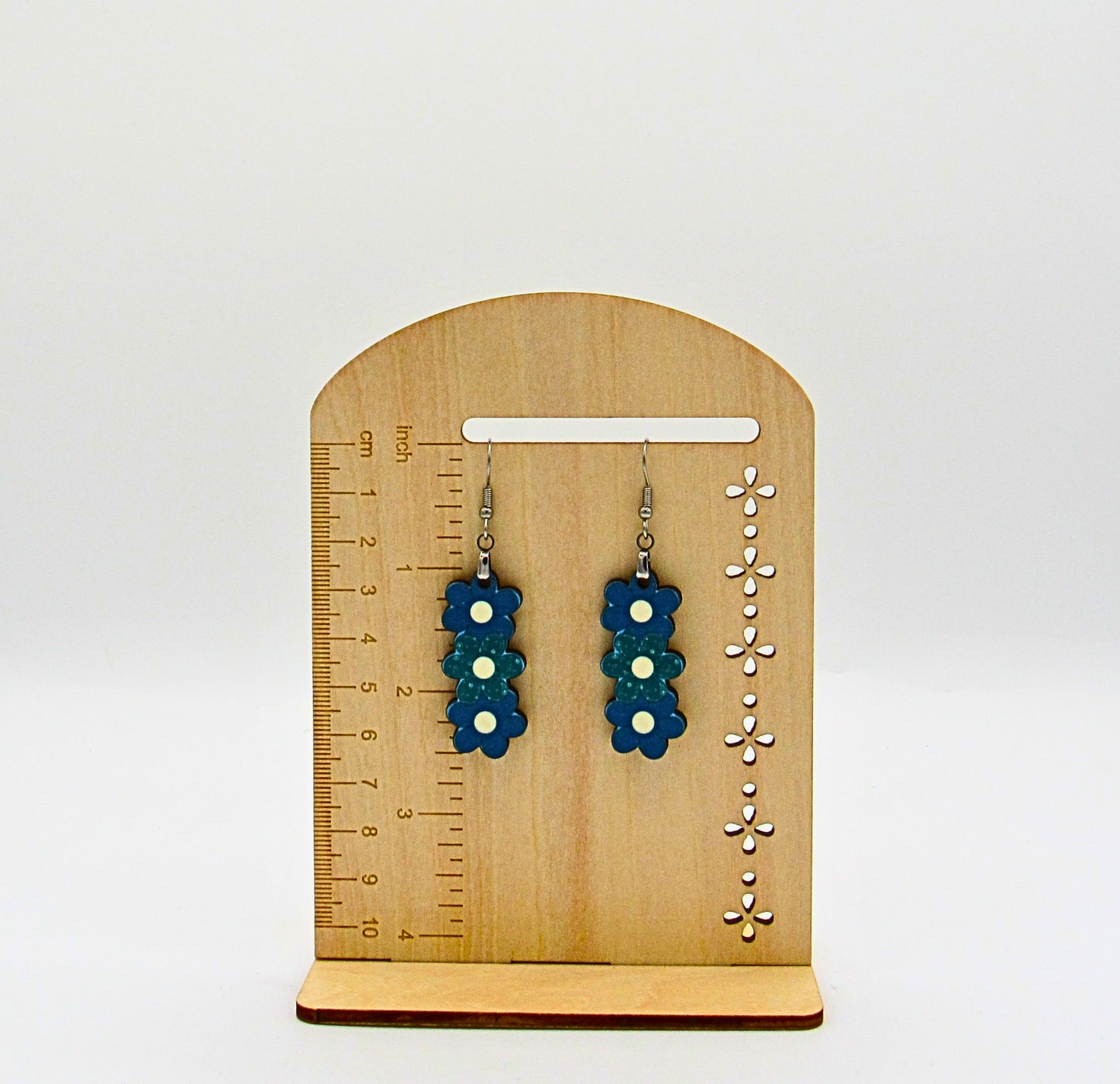 MDF-Triple Flower Shaped Sublimated Earring 1.5 inch