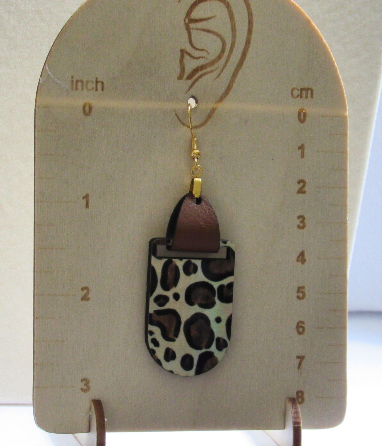 Faux Leather Bar Shaped Sublimated Earrings