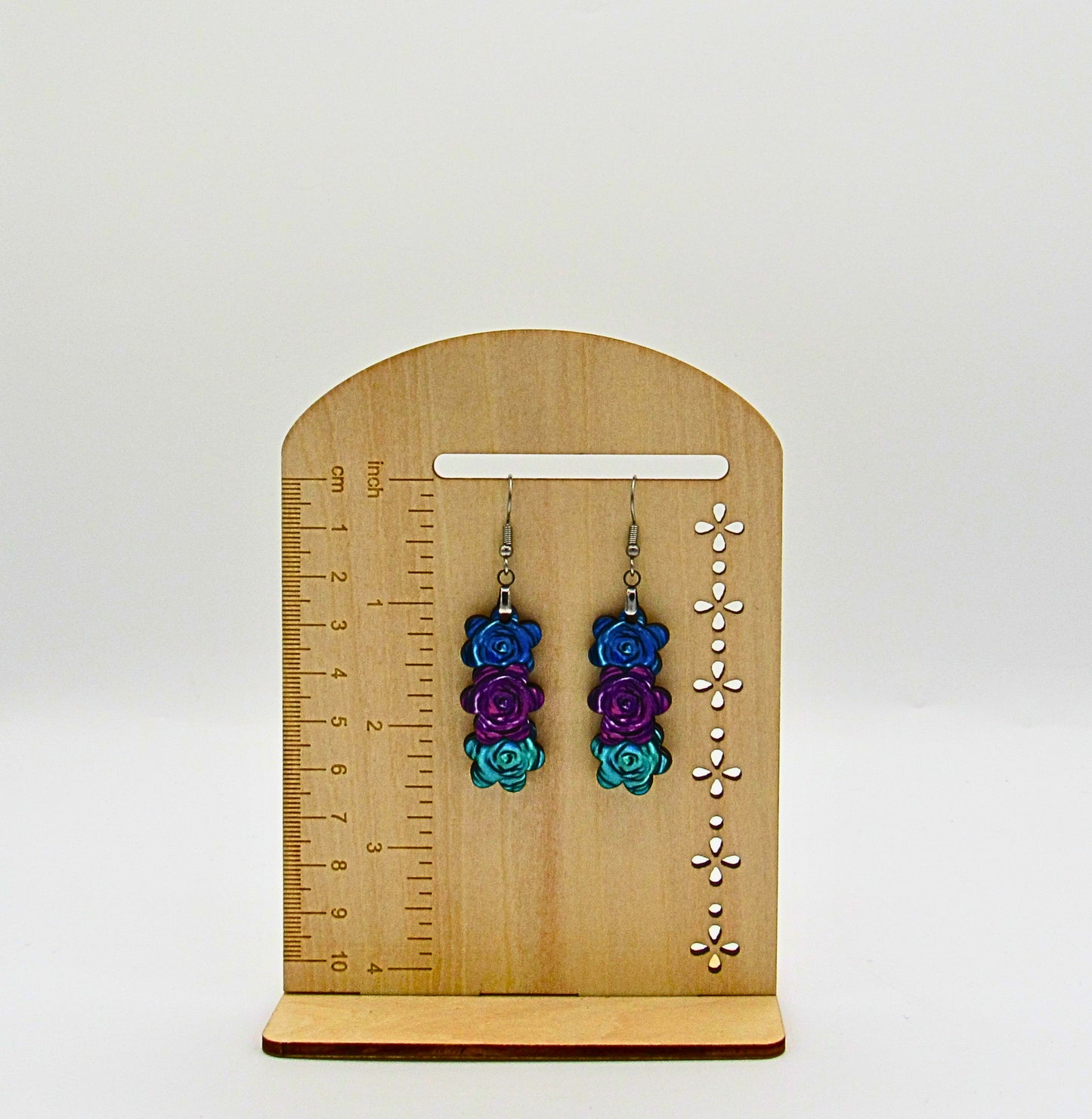 MDF-Triple Flower Shaped Sublimated Earring 1.5 inch
