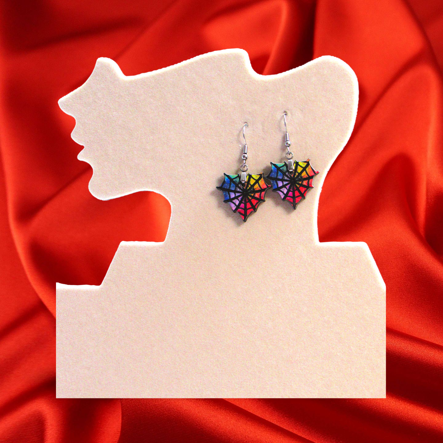 Heart Web Shaped Sublimated Earrings 1 inch