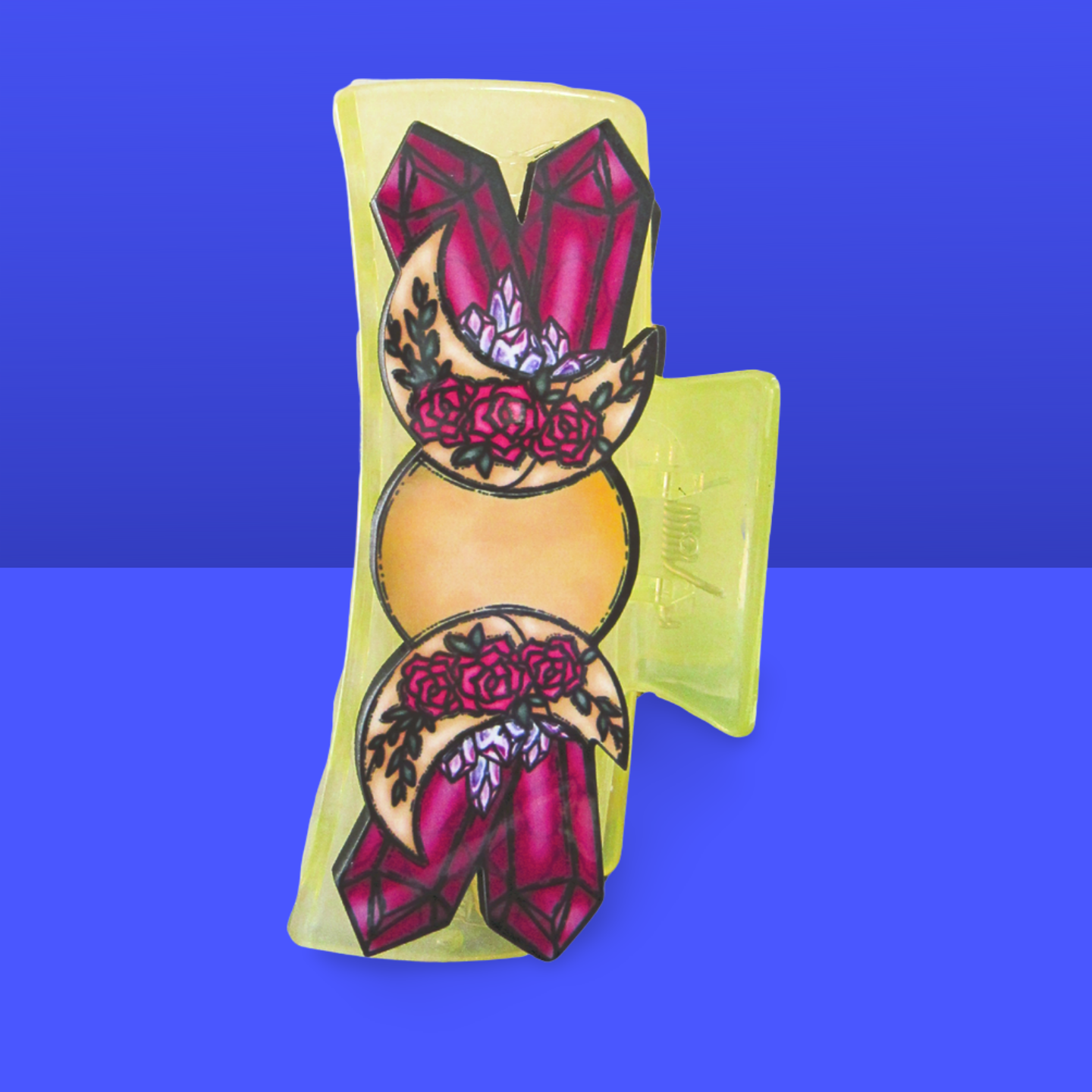 Moon and Crystals Shaped Sublimated Hair Clip