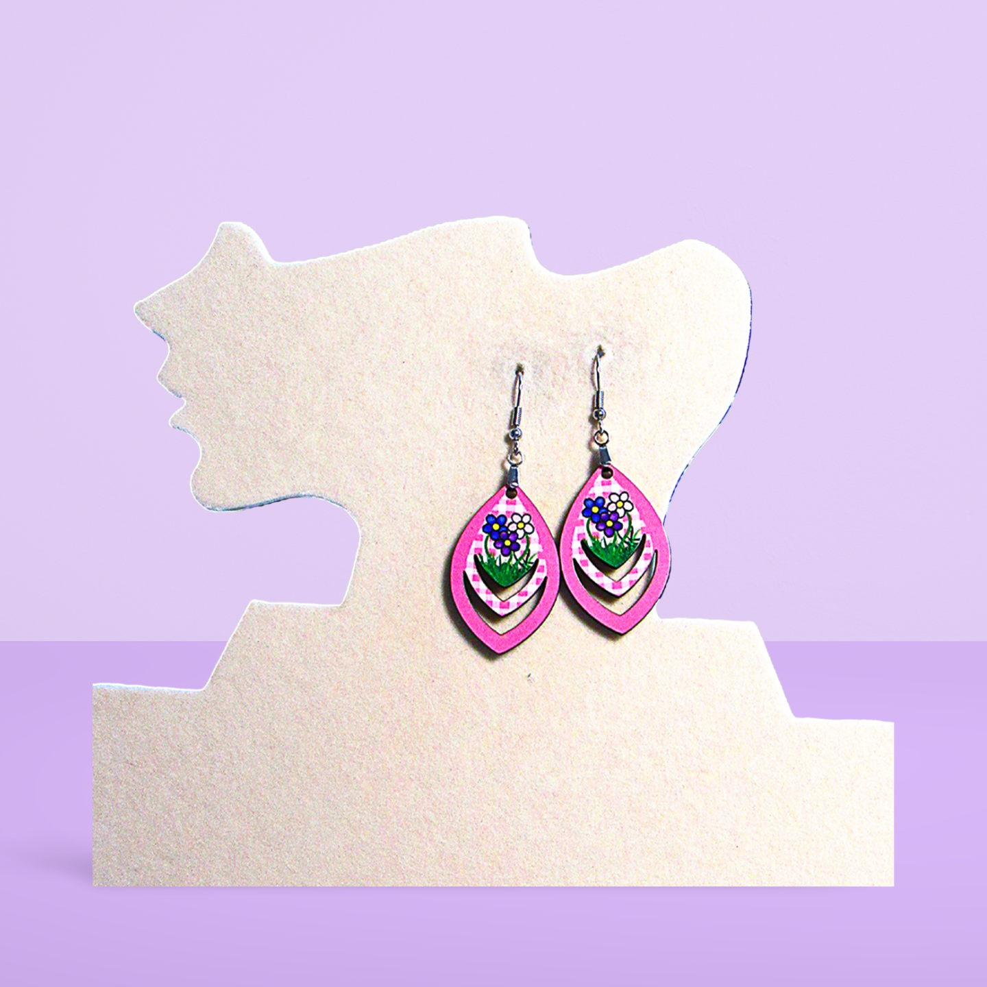 MDF-Open Teardrop Shaped Sublimated Earrings 1.5 inch