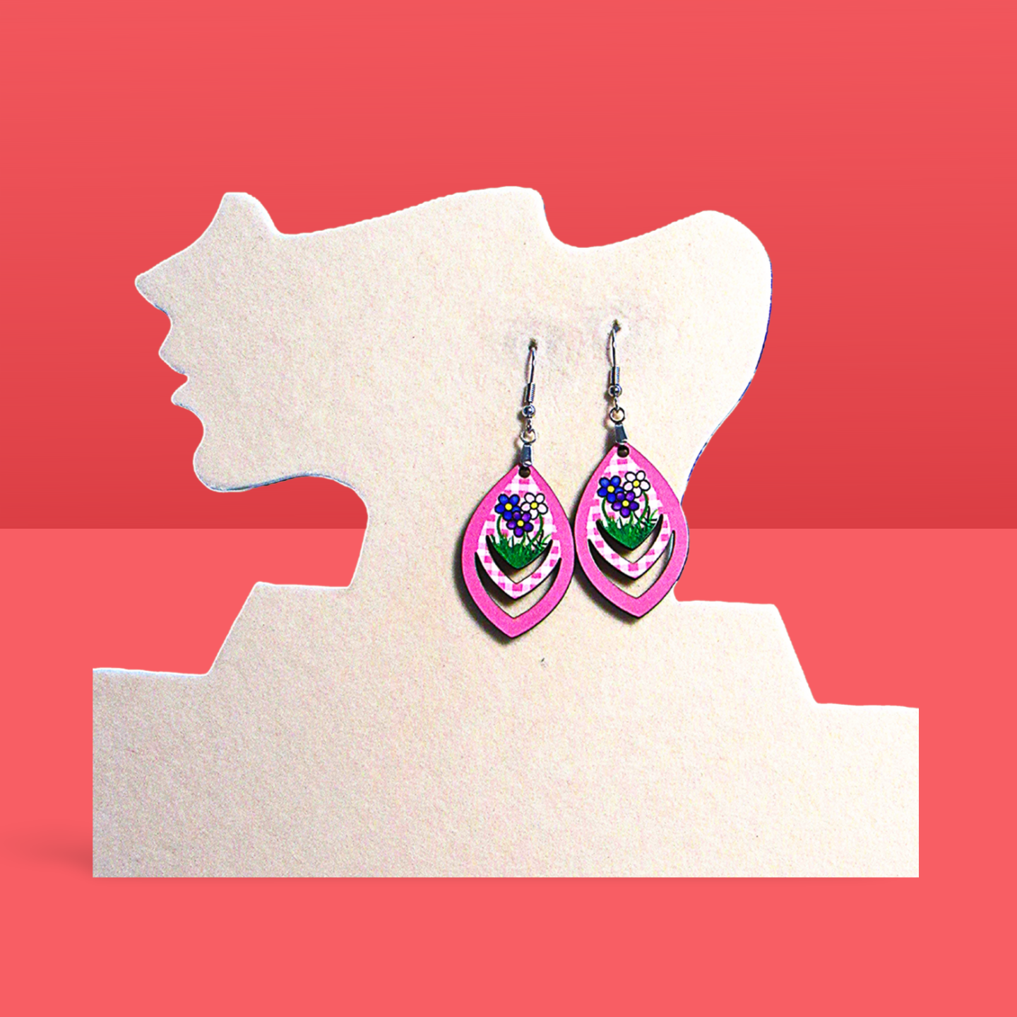 Open Teardrop Shaped Sublimated Earrings 1.5 inch