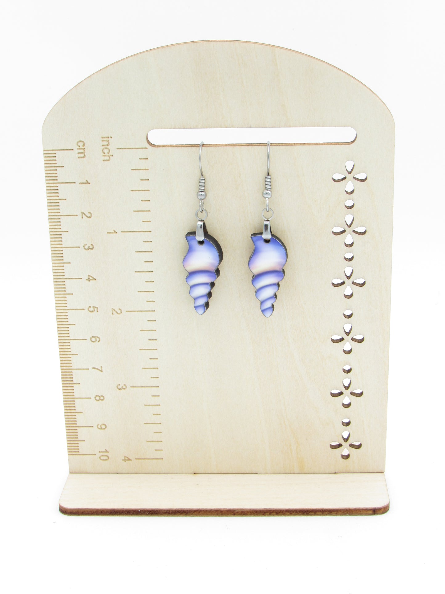 Sea Shell Sublimation Earrings | Lightweight MDF Dangle Earrings | Stainless Steel Hypoallergenic Coastal Jewelry