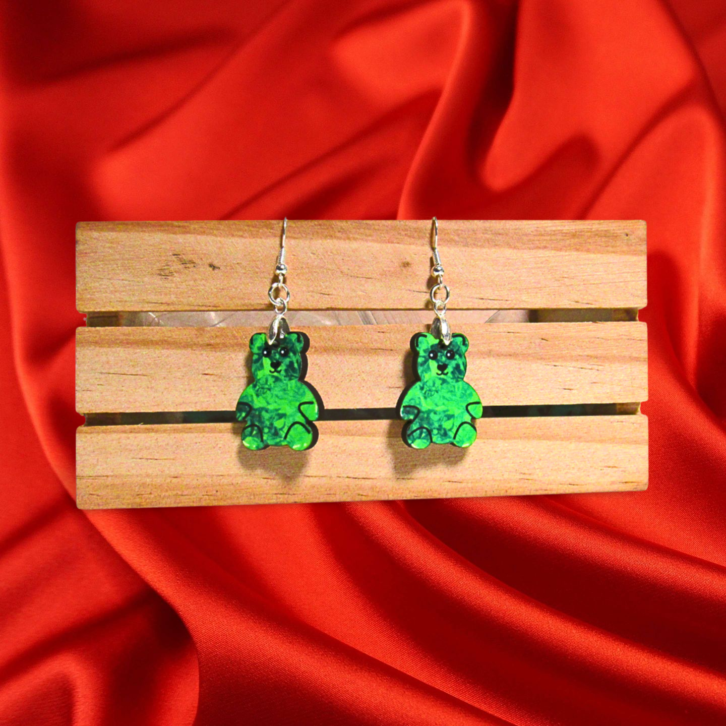 Teddy Bear Shaped Sublimated Earring 1 inch