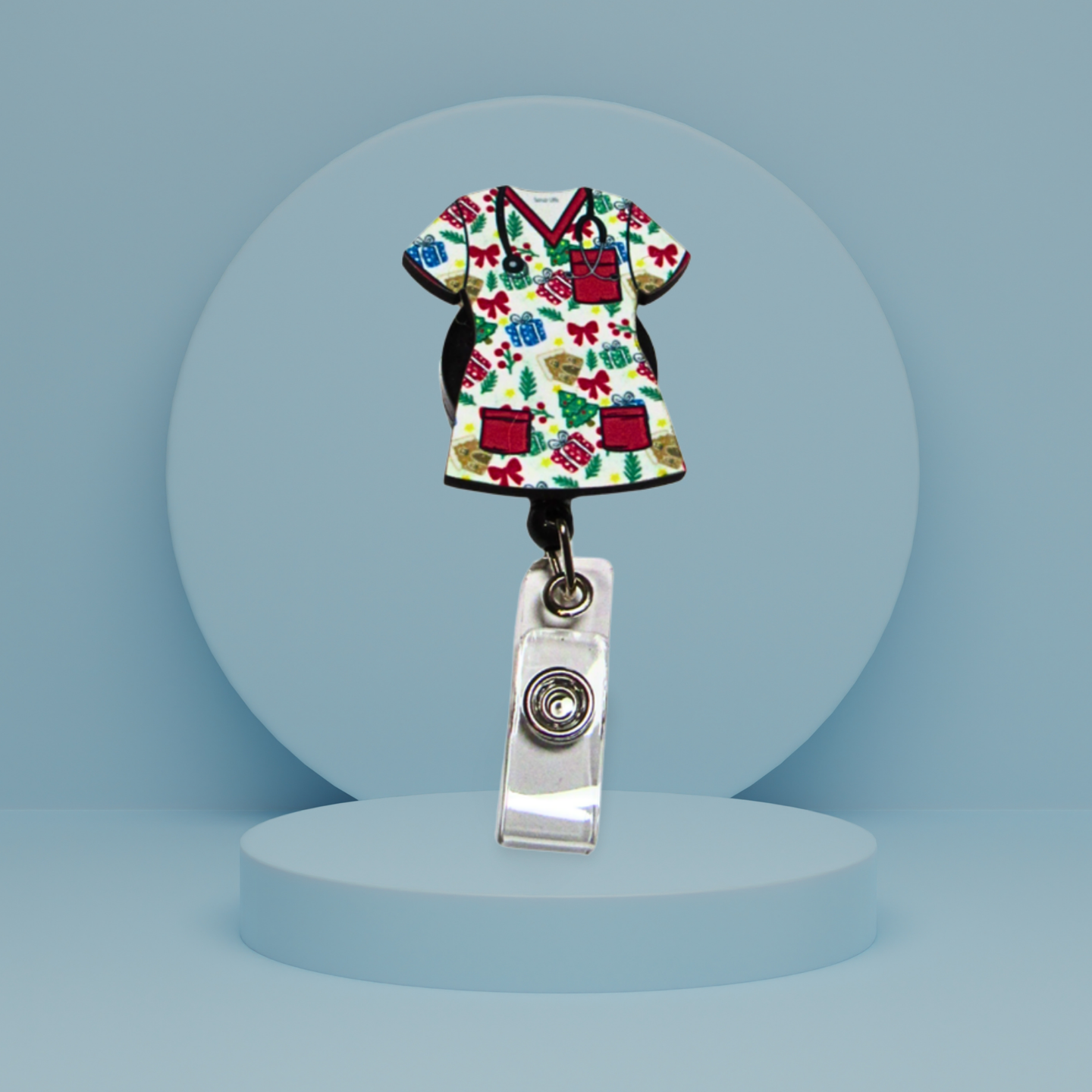 Scrub Top Shaped Sublimated Badge Reel Holder MDF