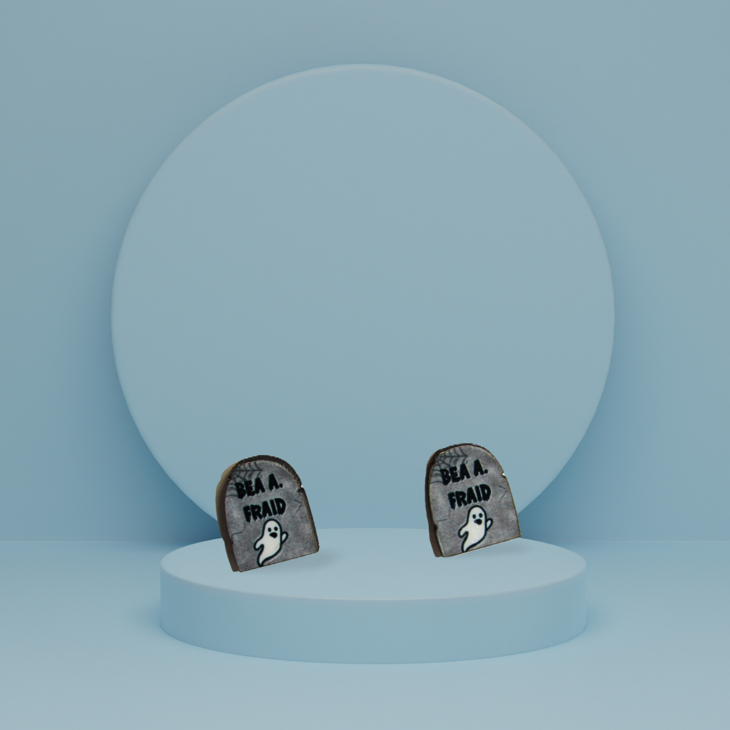 Grave Stone Shaped Sublimated Stud Earrings