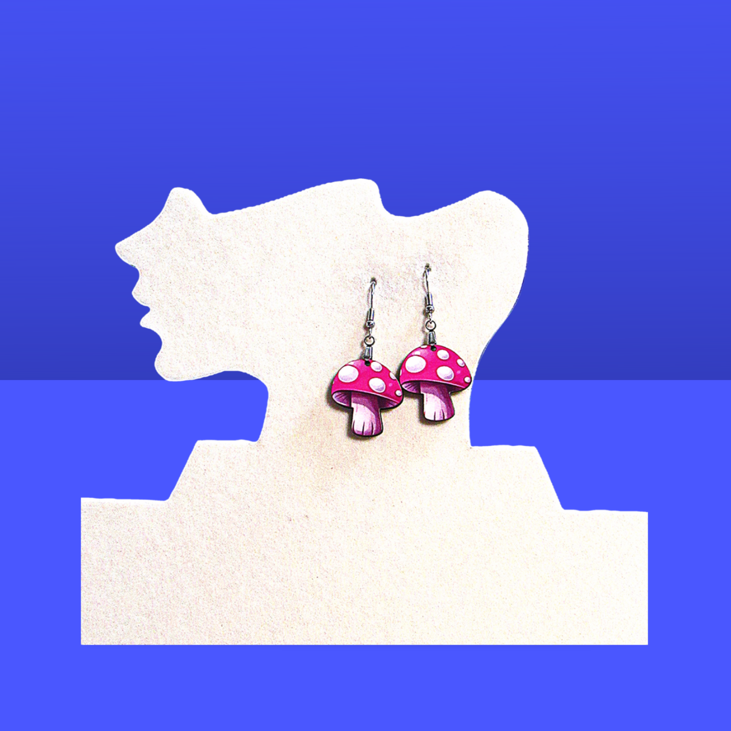 Mushroom Shaped Sublimated Earrings 1 inch