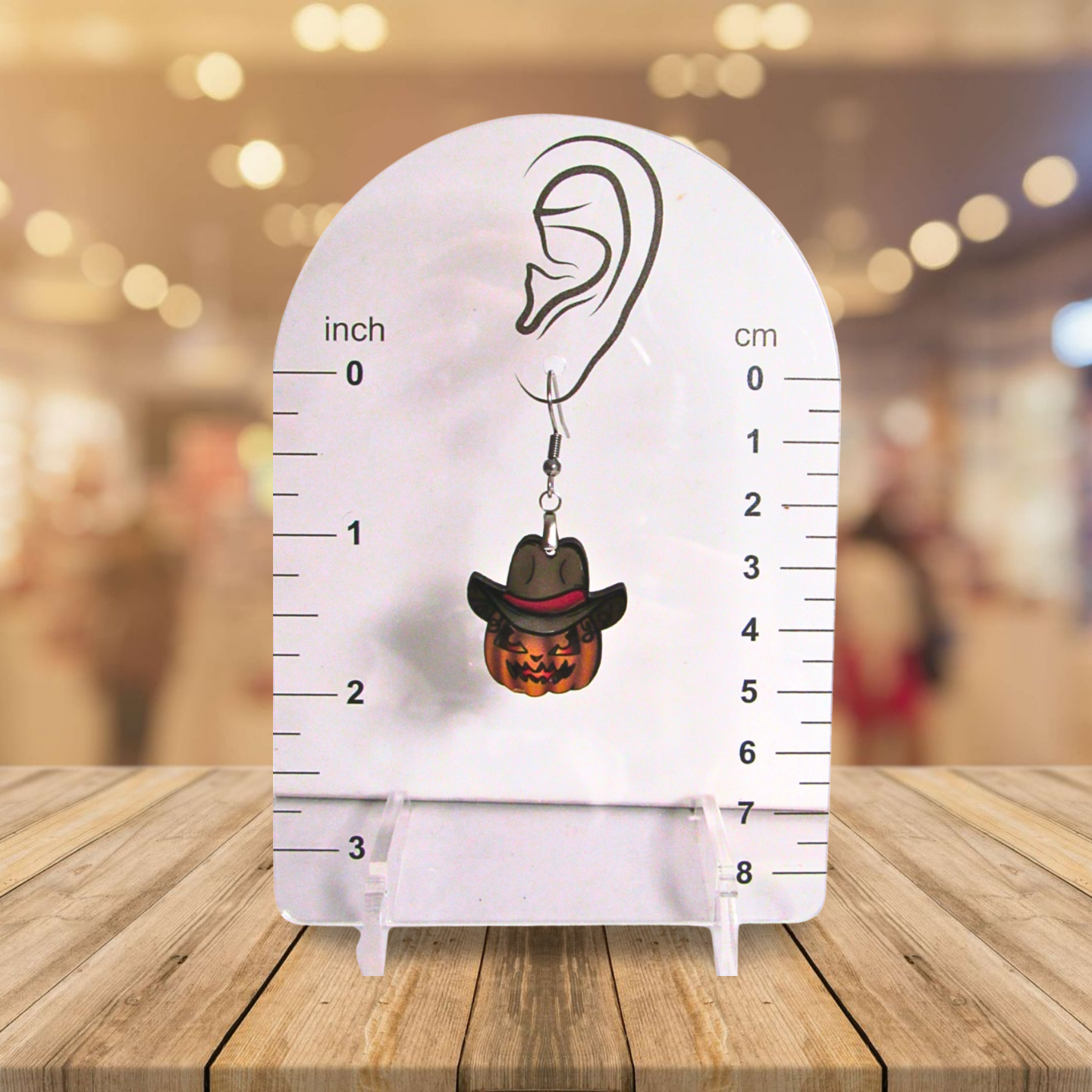 Cowboy Pumpkin Shaped Sublimated Earrings 1 inch