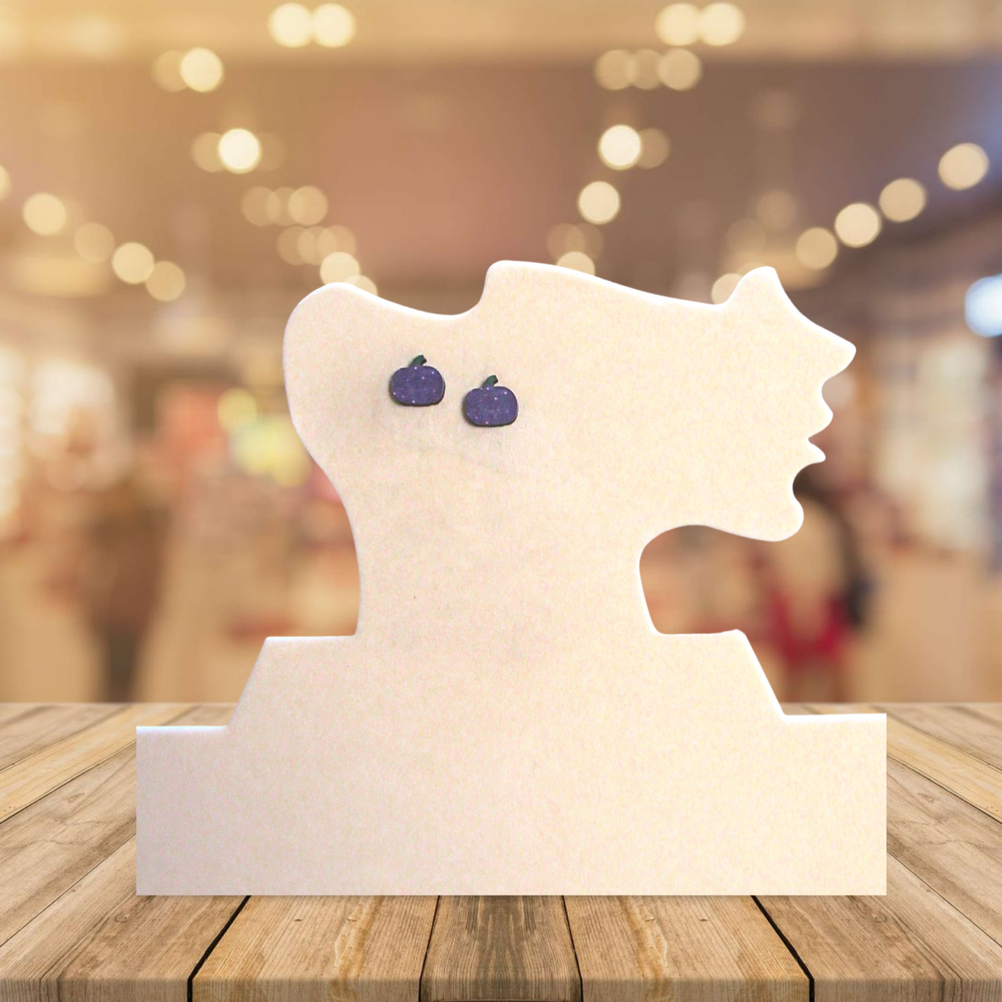 MDF-Pumpkin Shaped Sublimated Stud Earrings