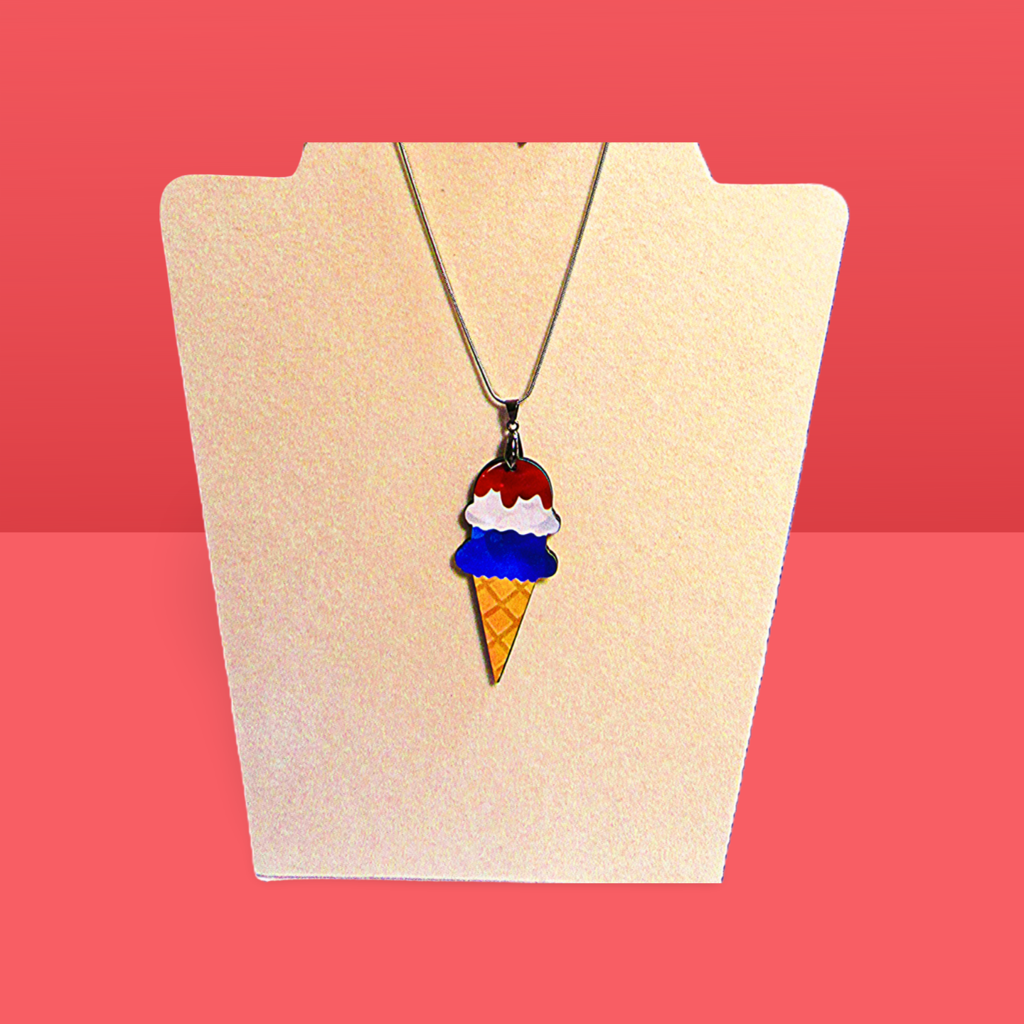 Ice Cream Cone Shaped Sublimated Necklace