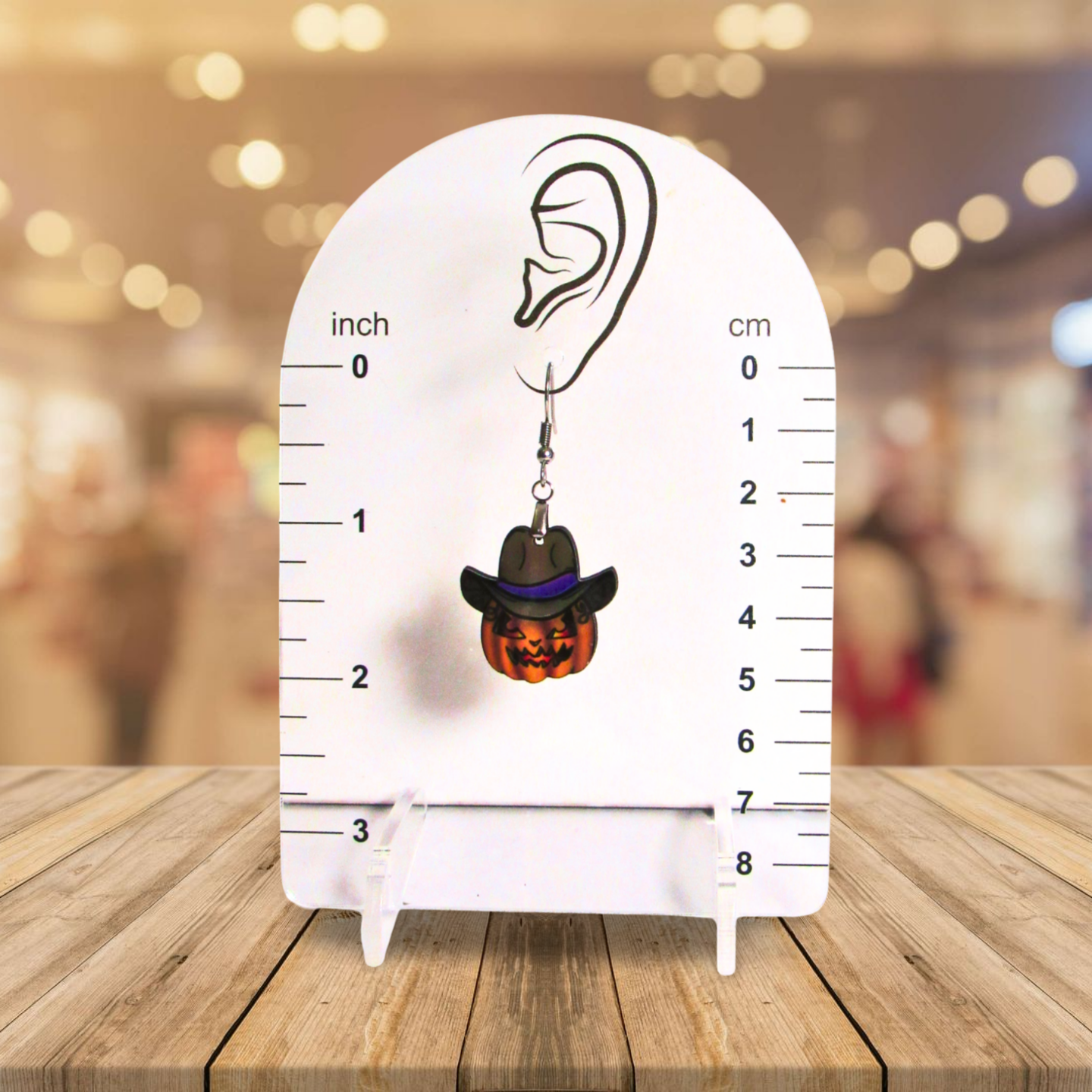 Cowboy Pumpkin Shaped Sublimated Earrings 1 inch