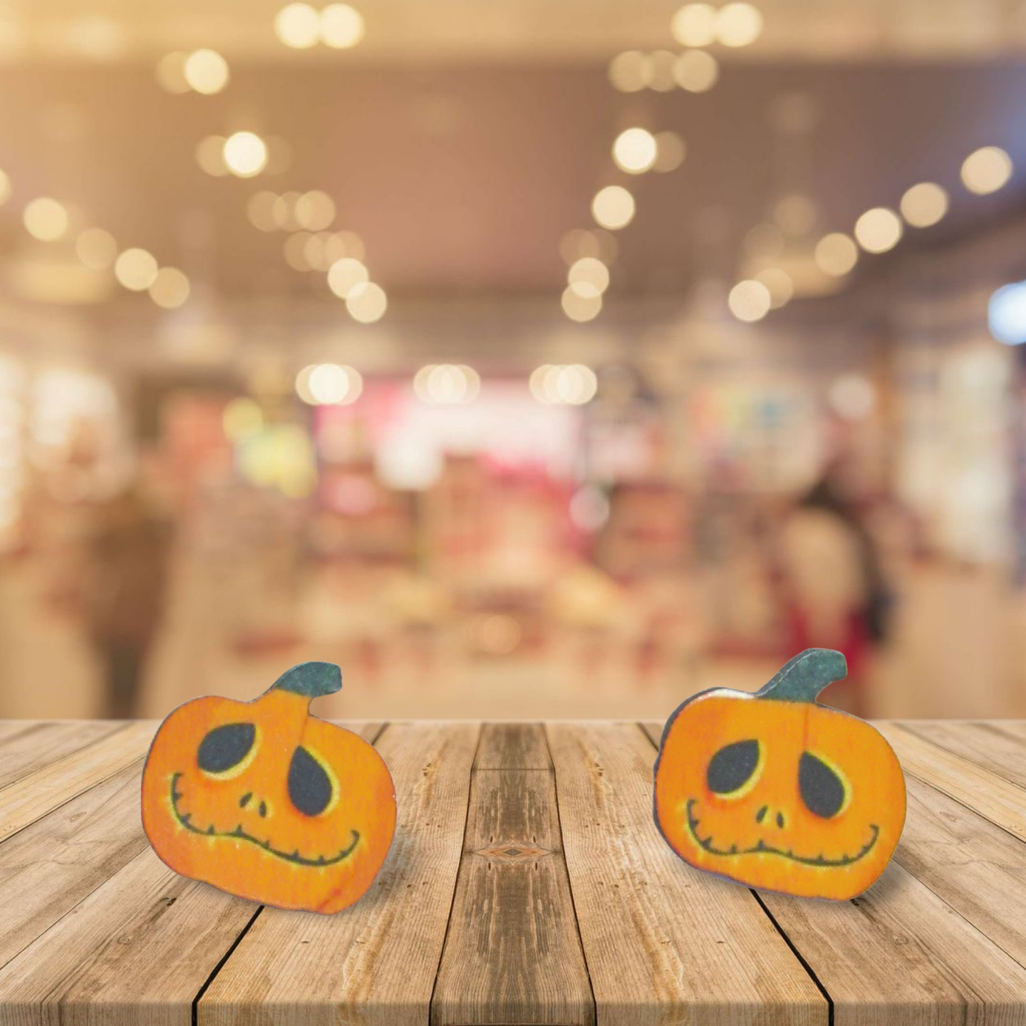 Pumpkin Shaped Sublimated Stud Earrings