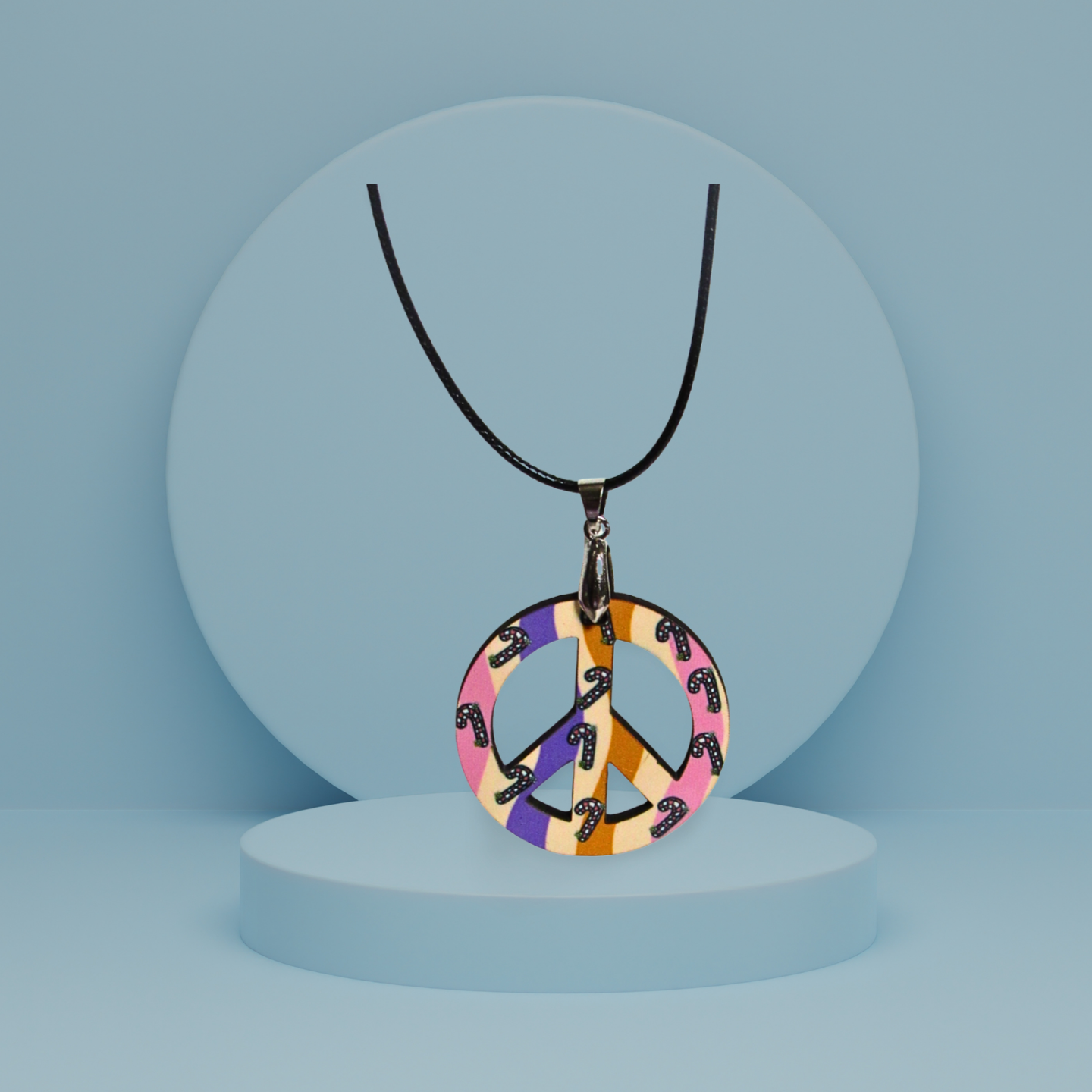 Peace Sign Shaped Sublimated Necklace