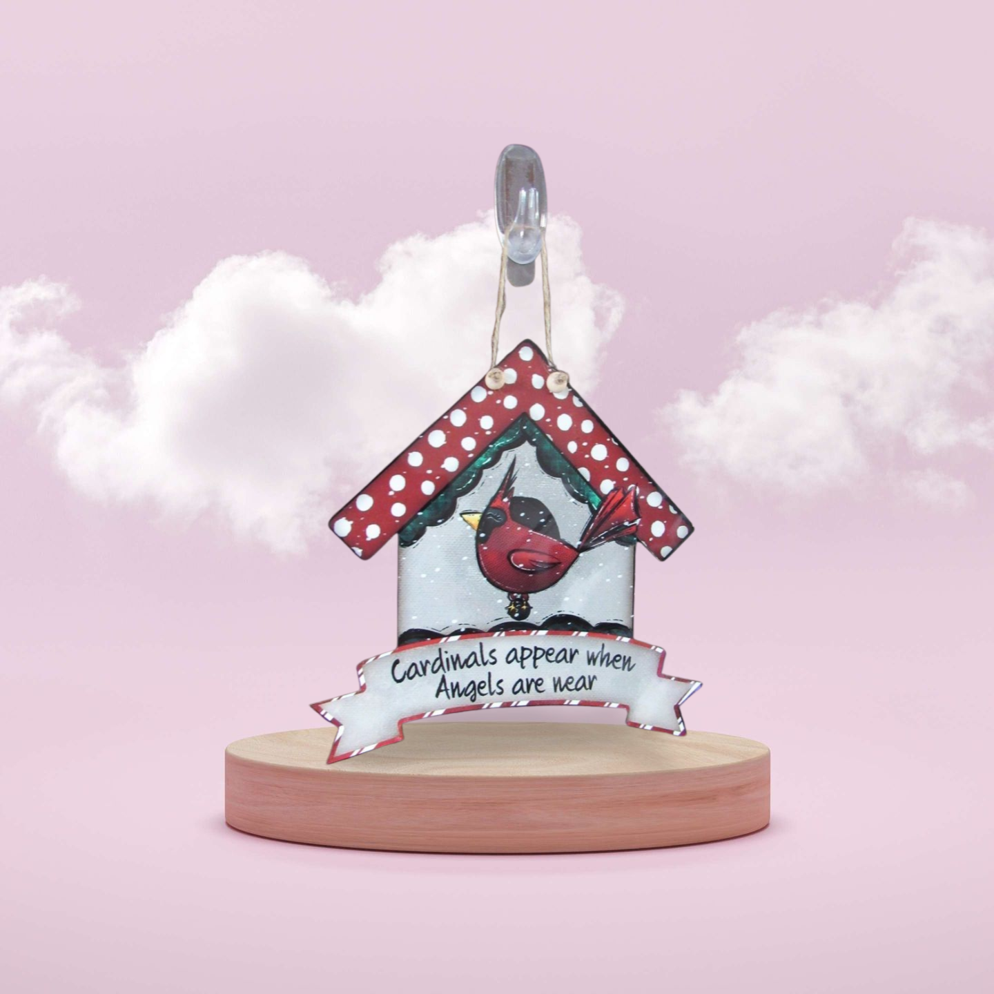 Birdhouse With Ribbon Banner Shaped Sublimated Door Hanger