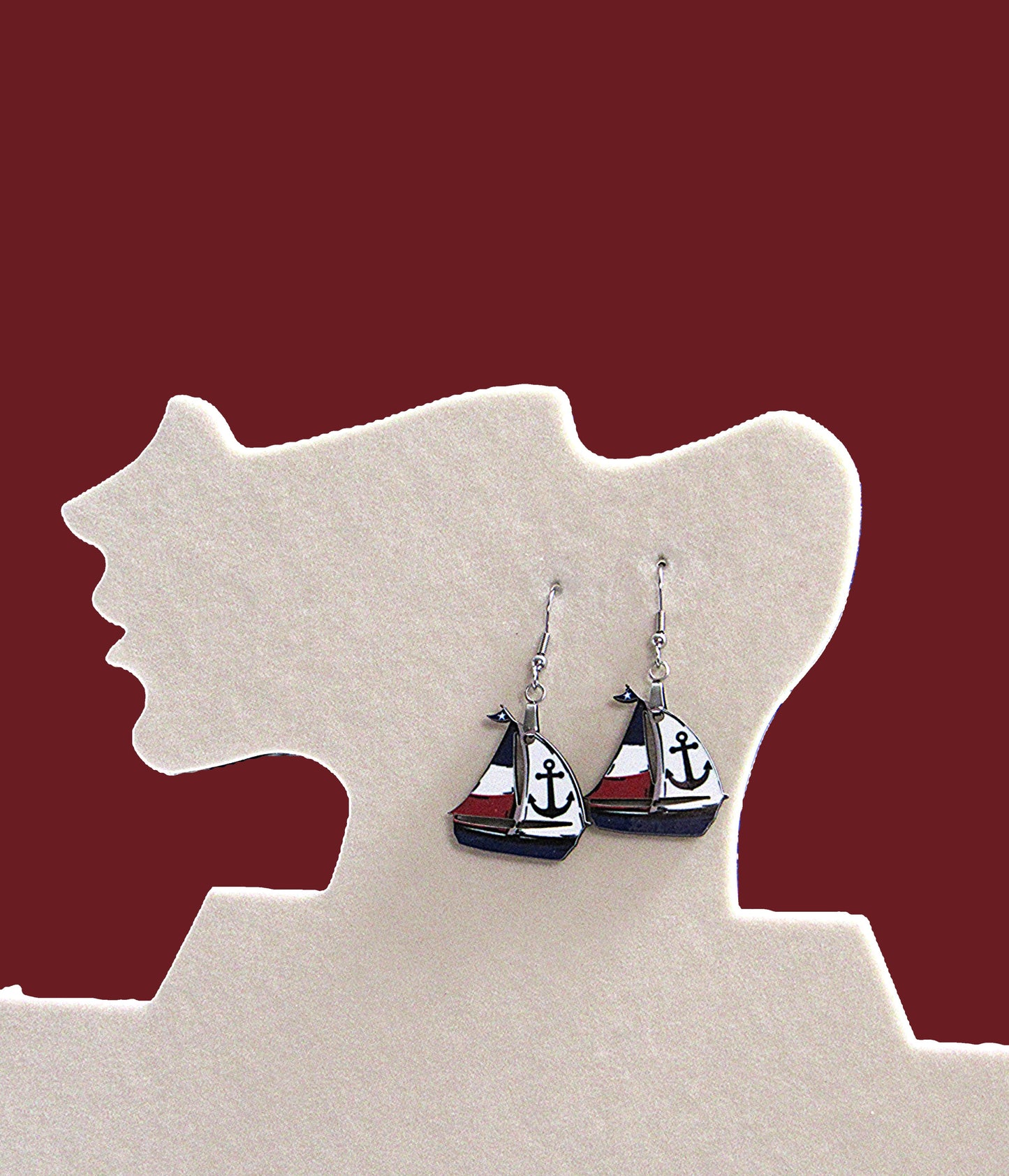 Sailboat Shaped Sublimated Earrings 1 inch