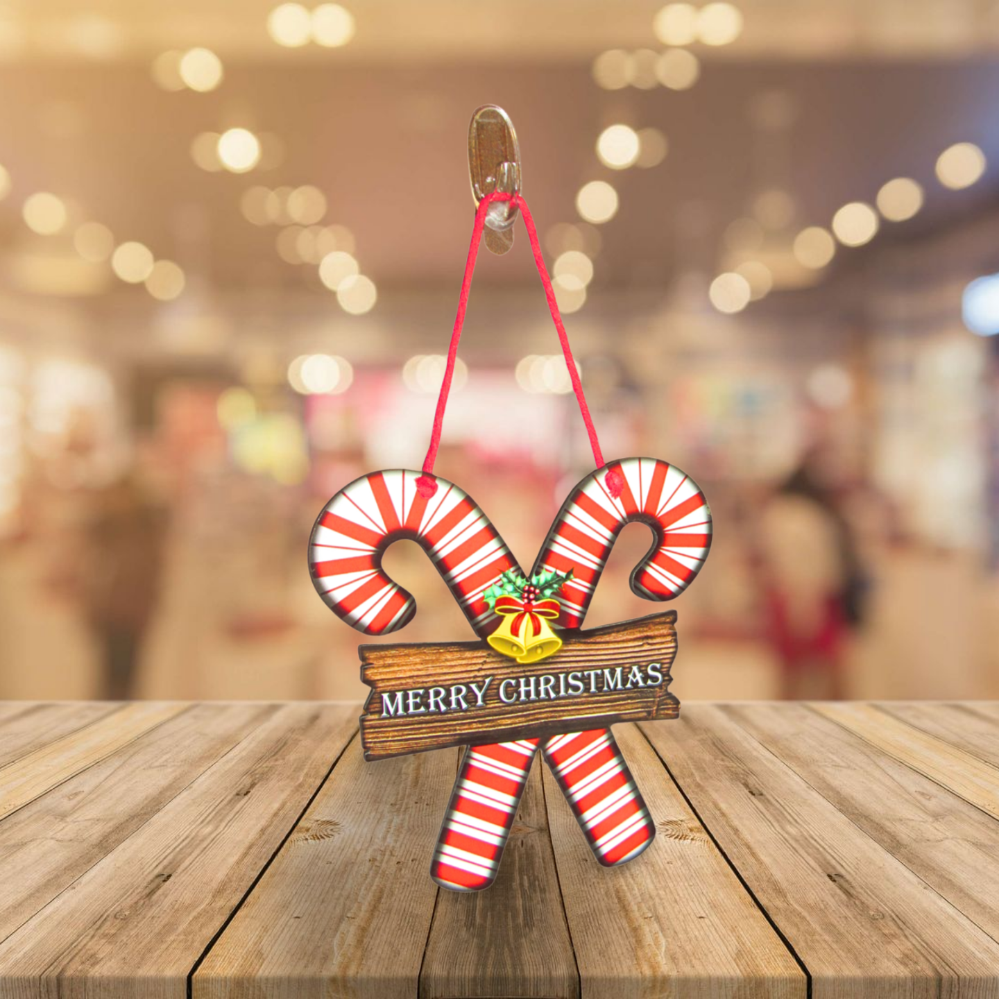 Candy Cane with Sign Shaped Sublimated Door Hanger
