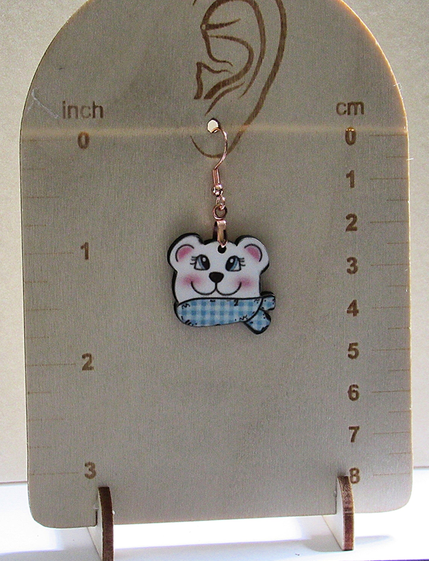 MDF-Polar Bear Shaped Sublimated Earrings 1 inch White