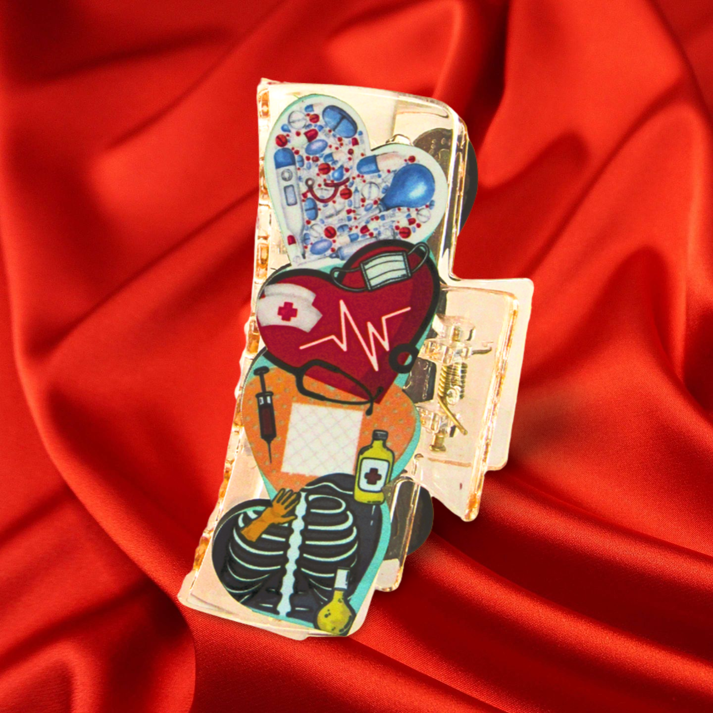 Heart Shaped Sublimated Hair Clip Large