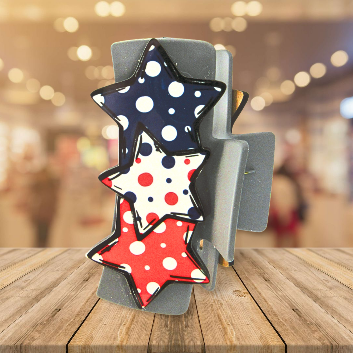 Triple Star Shaped Sublimated Hair Clip 4 inch