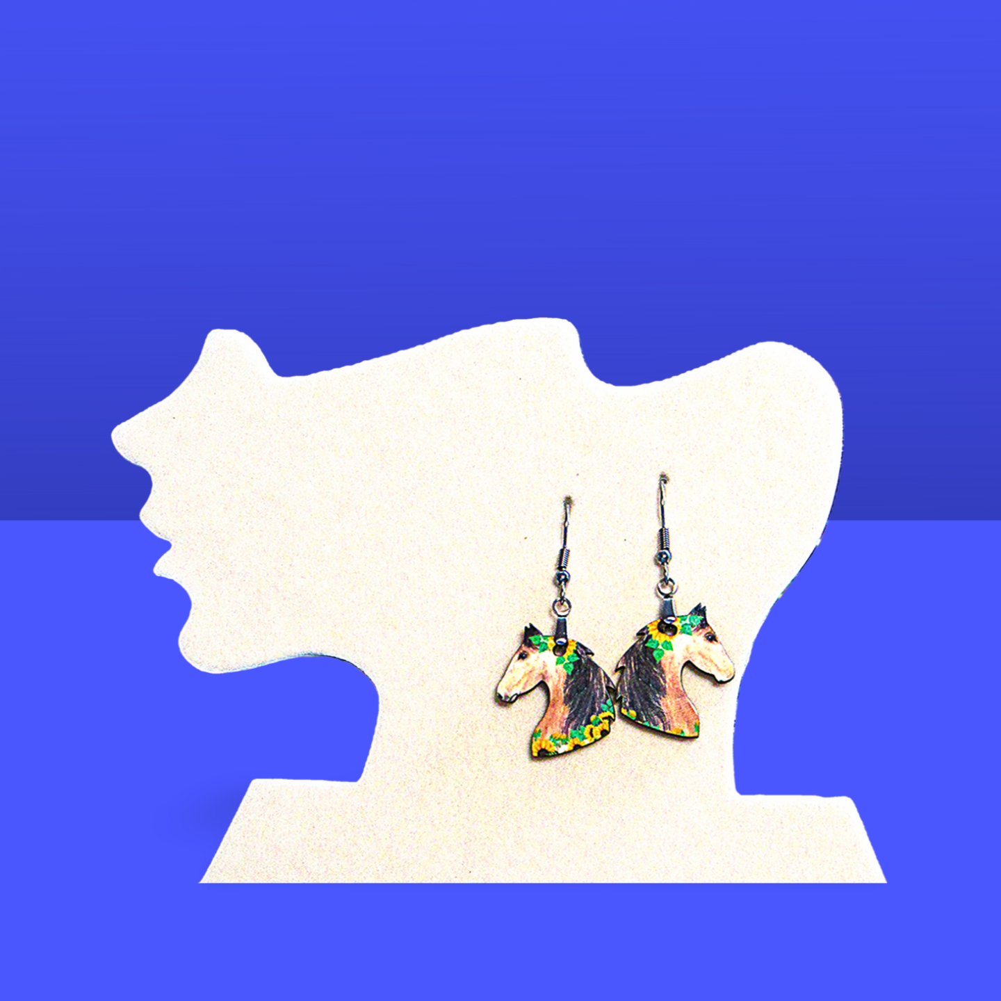 Horse Head Shaped Sublimated Earrings