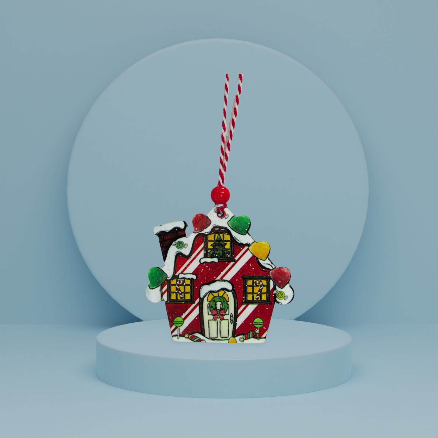 Gumdrop House Shaped Sublimated Ornament