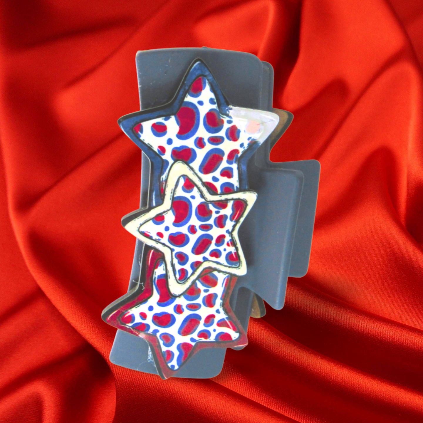 Triple Star Shaped Sublimated Hair Clip 4 inch