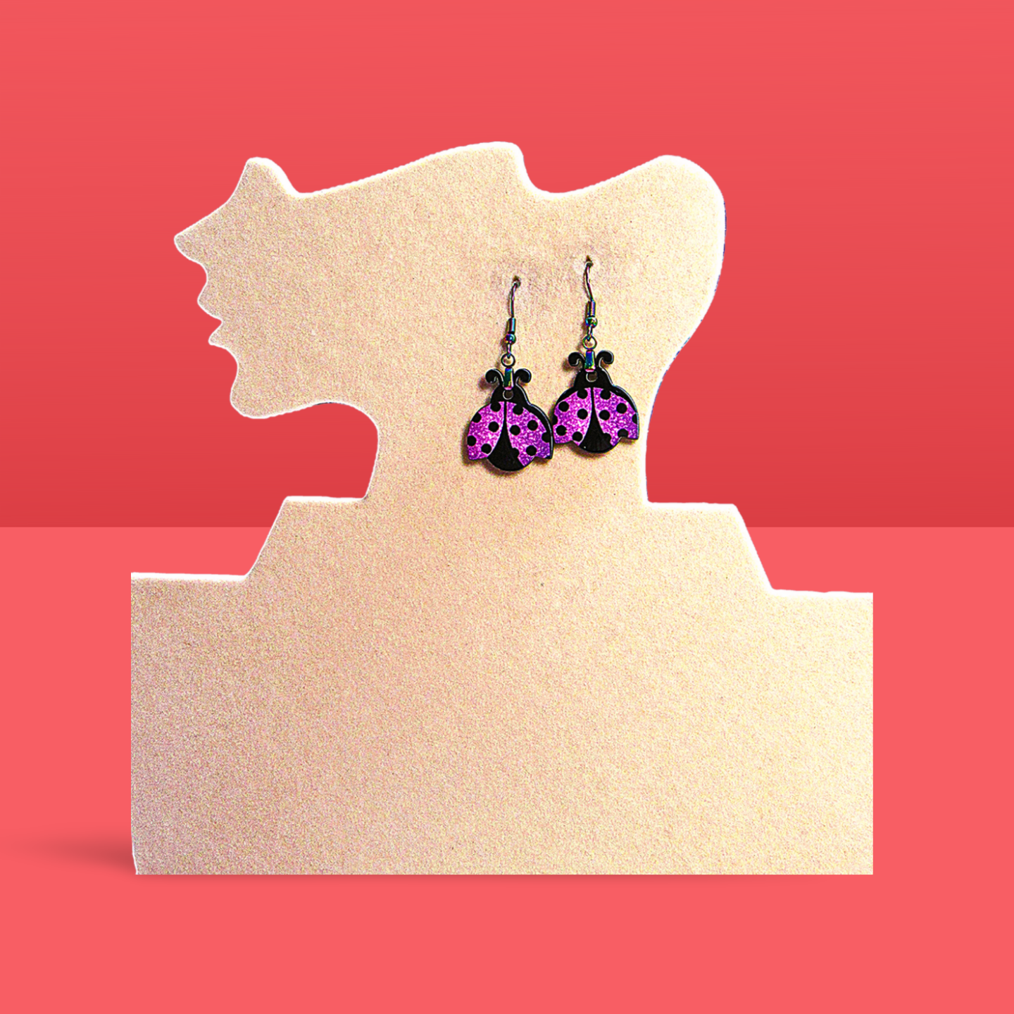 Ladybug Shaped Sublimated Earrings 1 inch