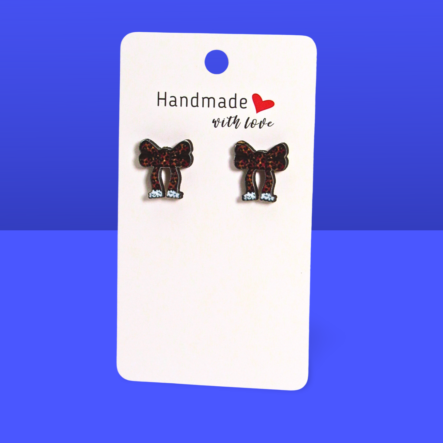 Christmas Bow Shaped Sublimated Stud Earrings