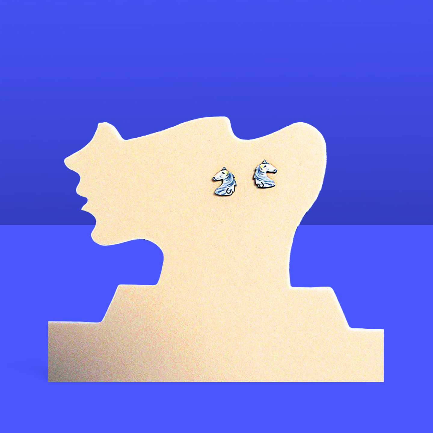 Horse Head Shaped Sublimated Stud Earrings