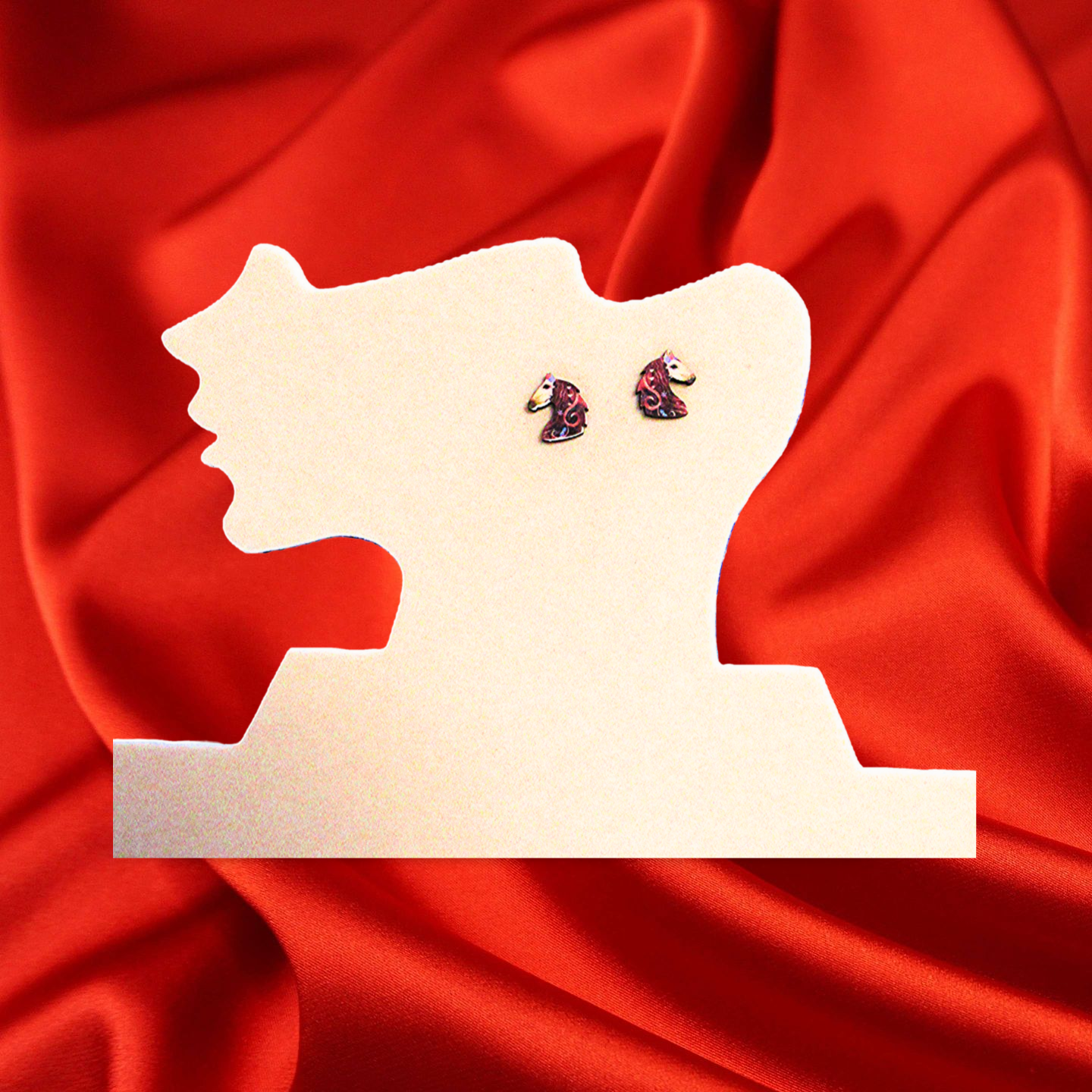 Horse Head Shaped Sublimated Stud Earrings