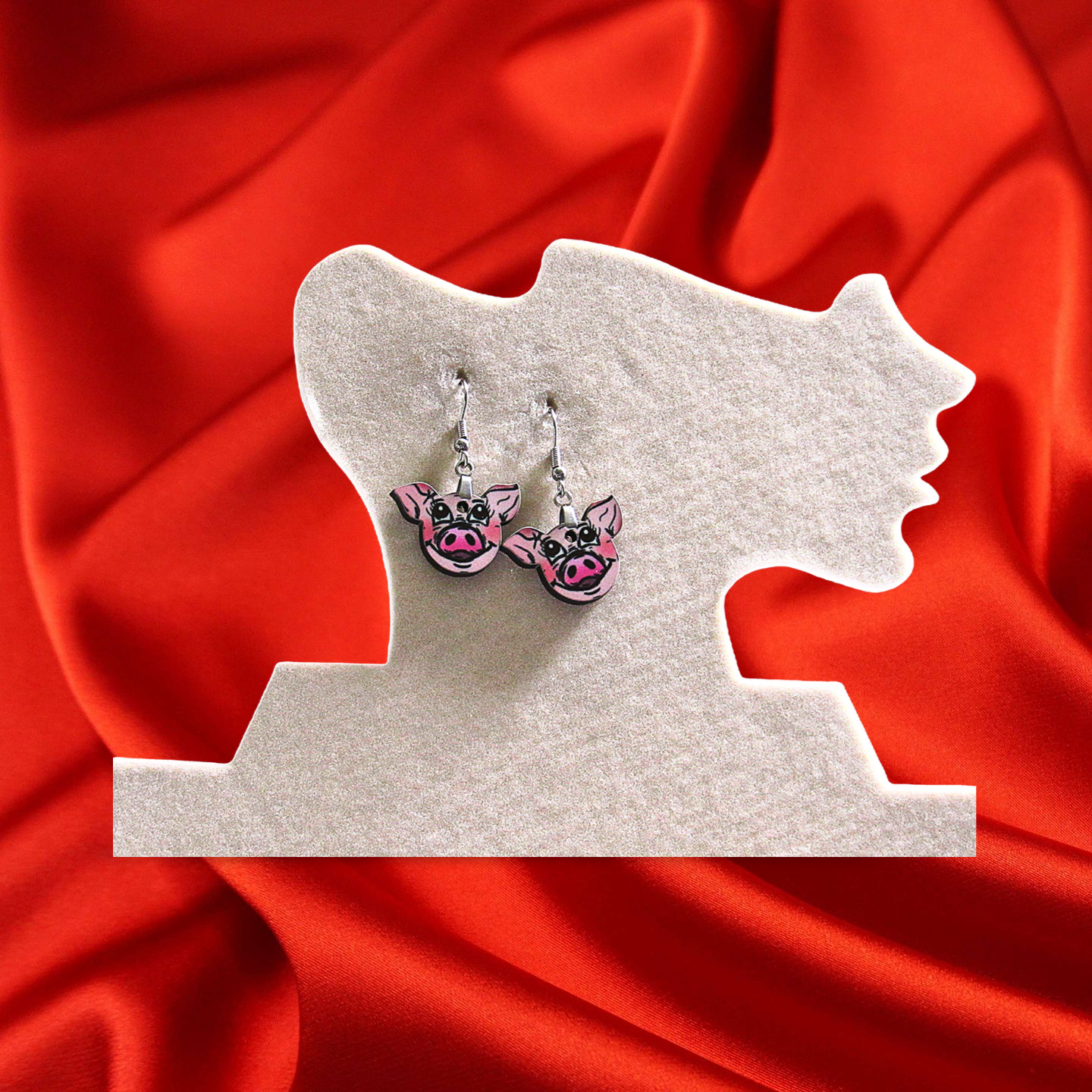 Pig Head Shaped Sublimated Earrings 1 inch