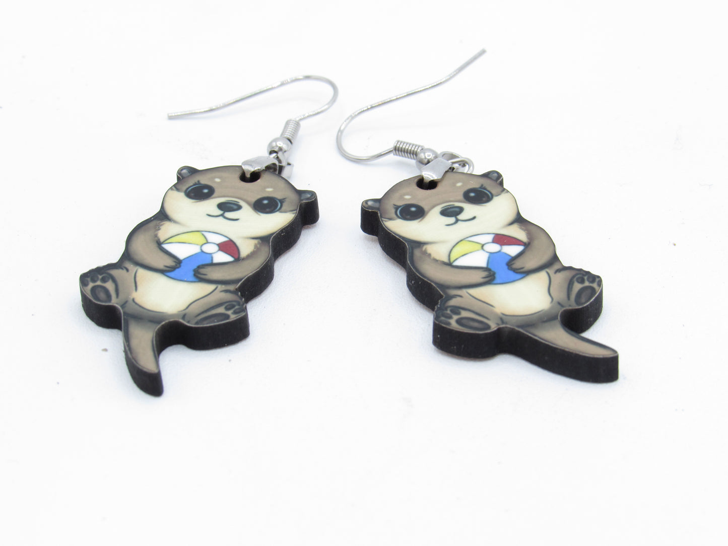 Otter Shaped MDF Summer Earrings, Cute Beach Vacation Jewelry