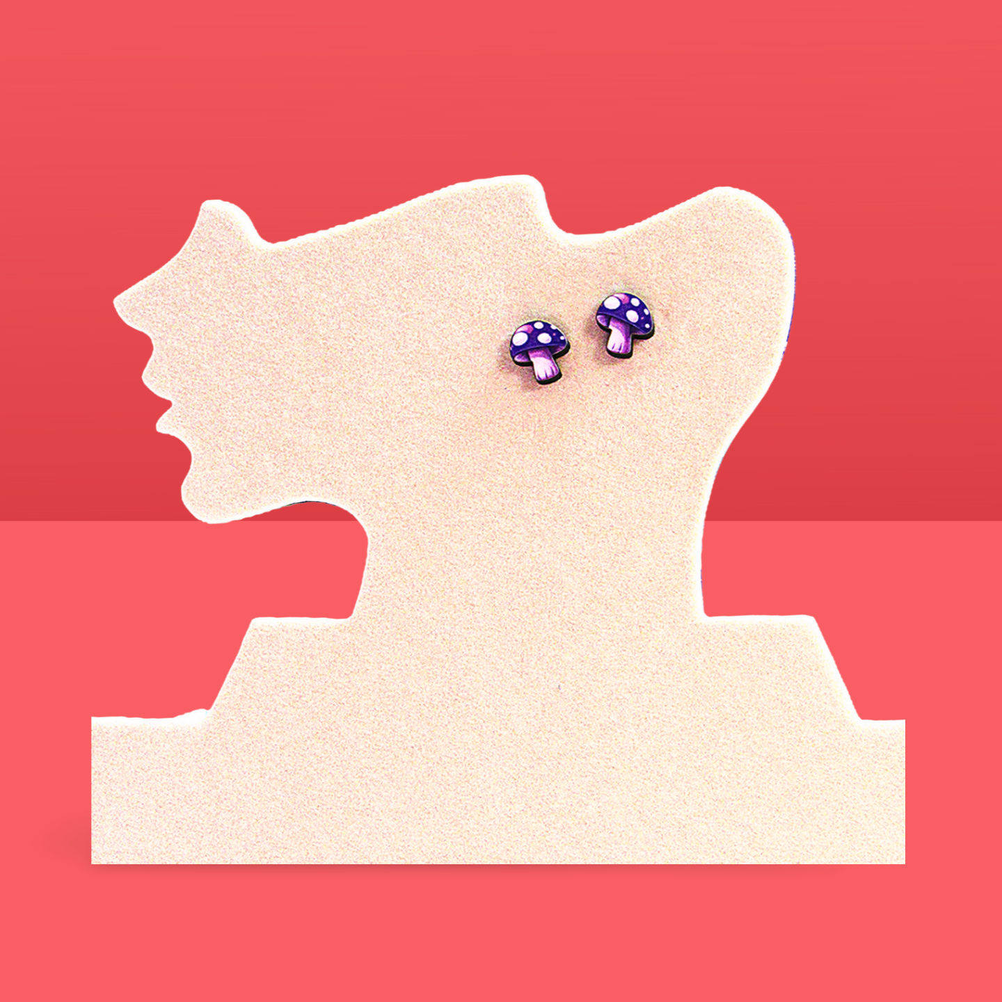 Mushroom Shaped Sublimated Stud Earrings