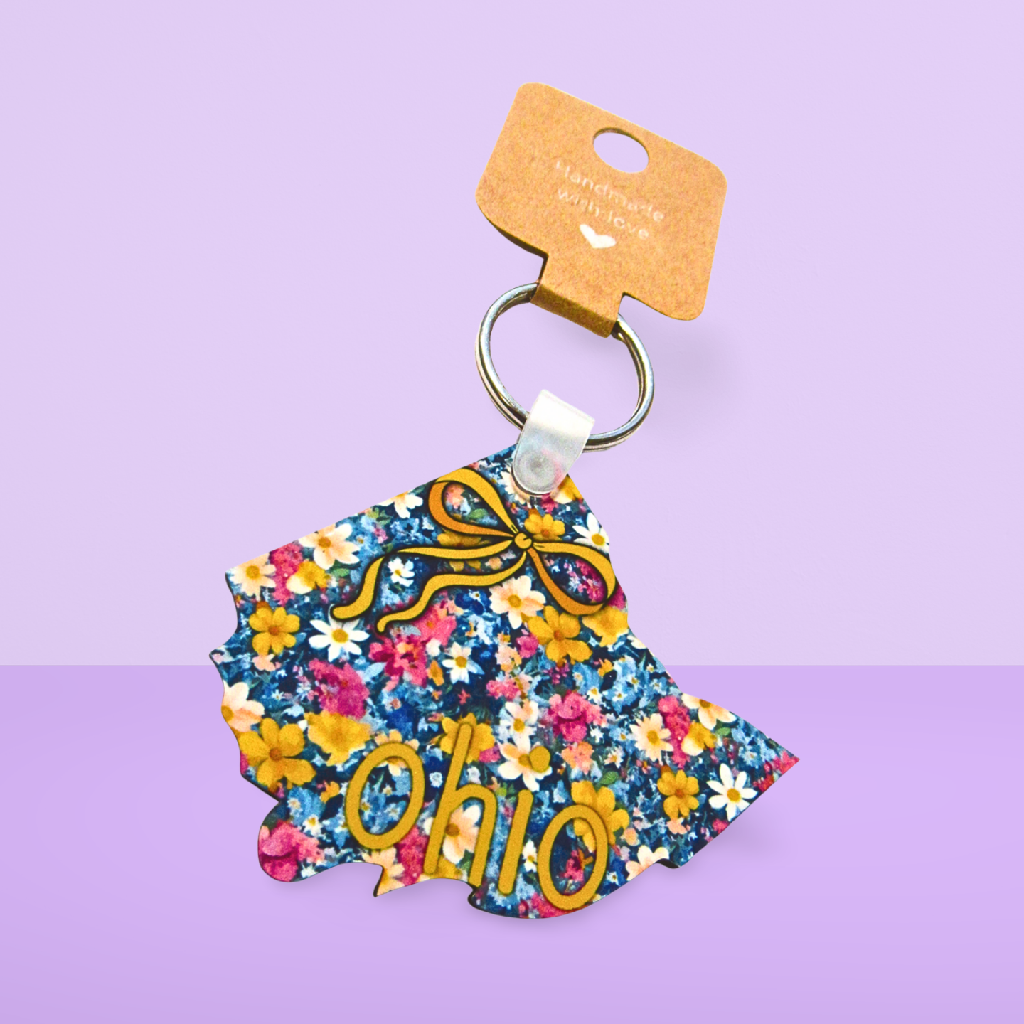 Ohio Shaped Sublimated Keychain MDF