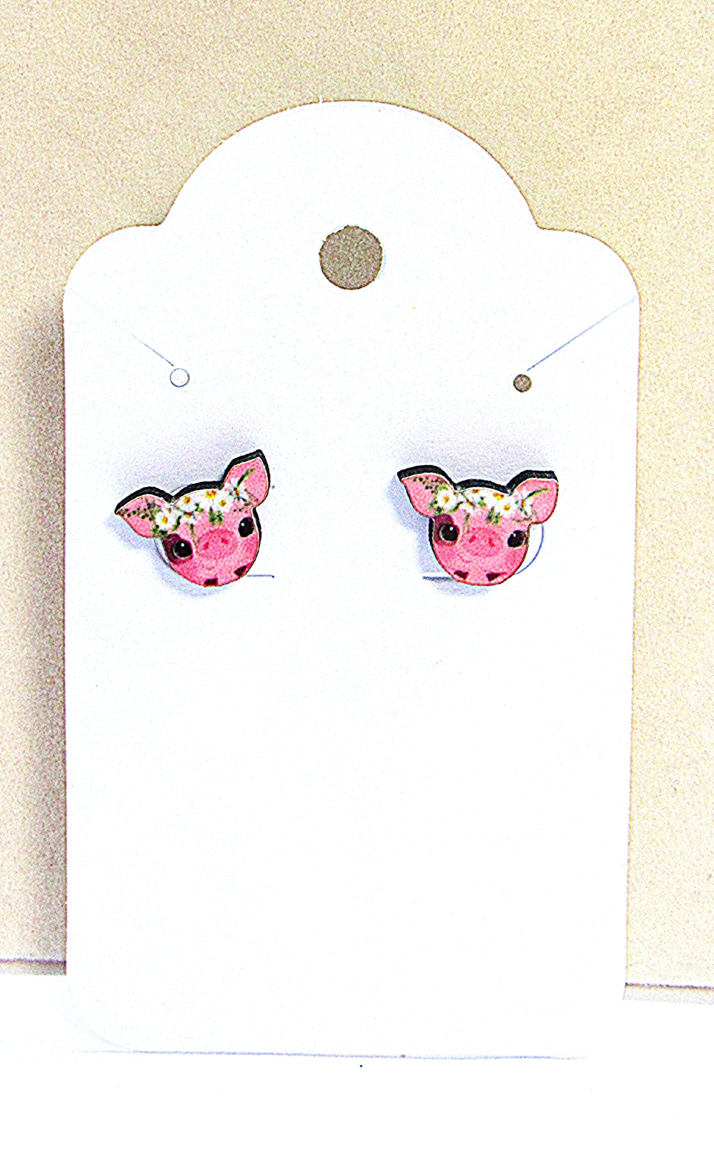 Pig Head Shaped Sublimated Stud Earrings