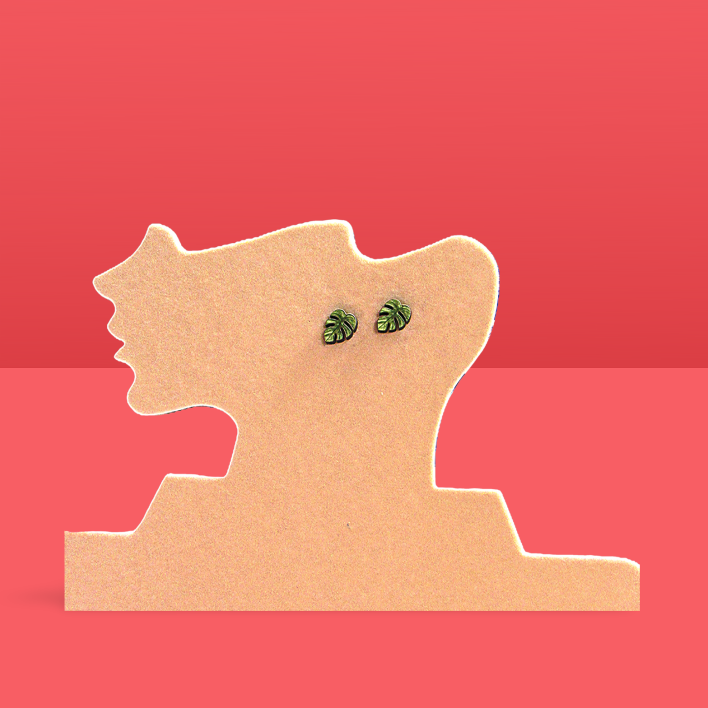 Monstera leaf Shaped Sublimated Stud Earrings MDF