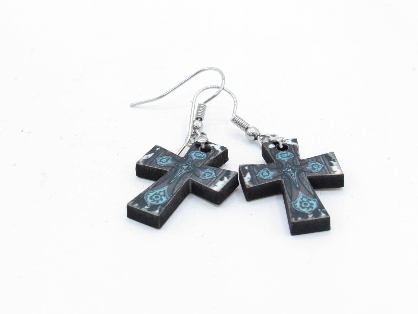 Southwestern Cross Dangle MDF Earrings -