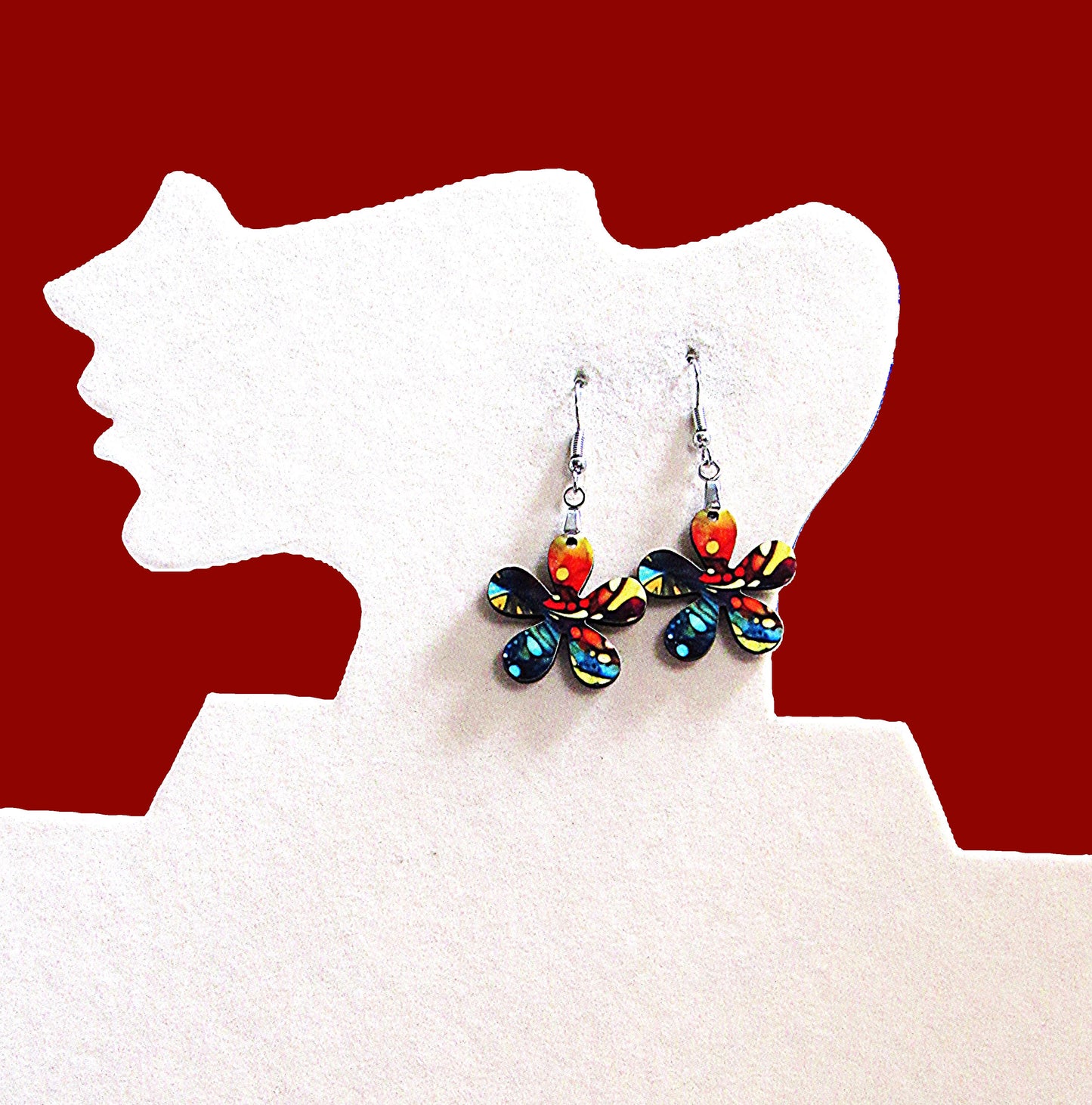 MDF- Hippie Flower Shaped Sublimated Earrings 1 inch