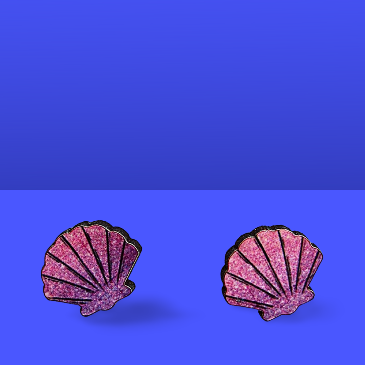 Clam Shell Shaped Sublimated Stud Earrings