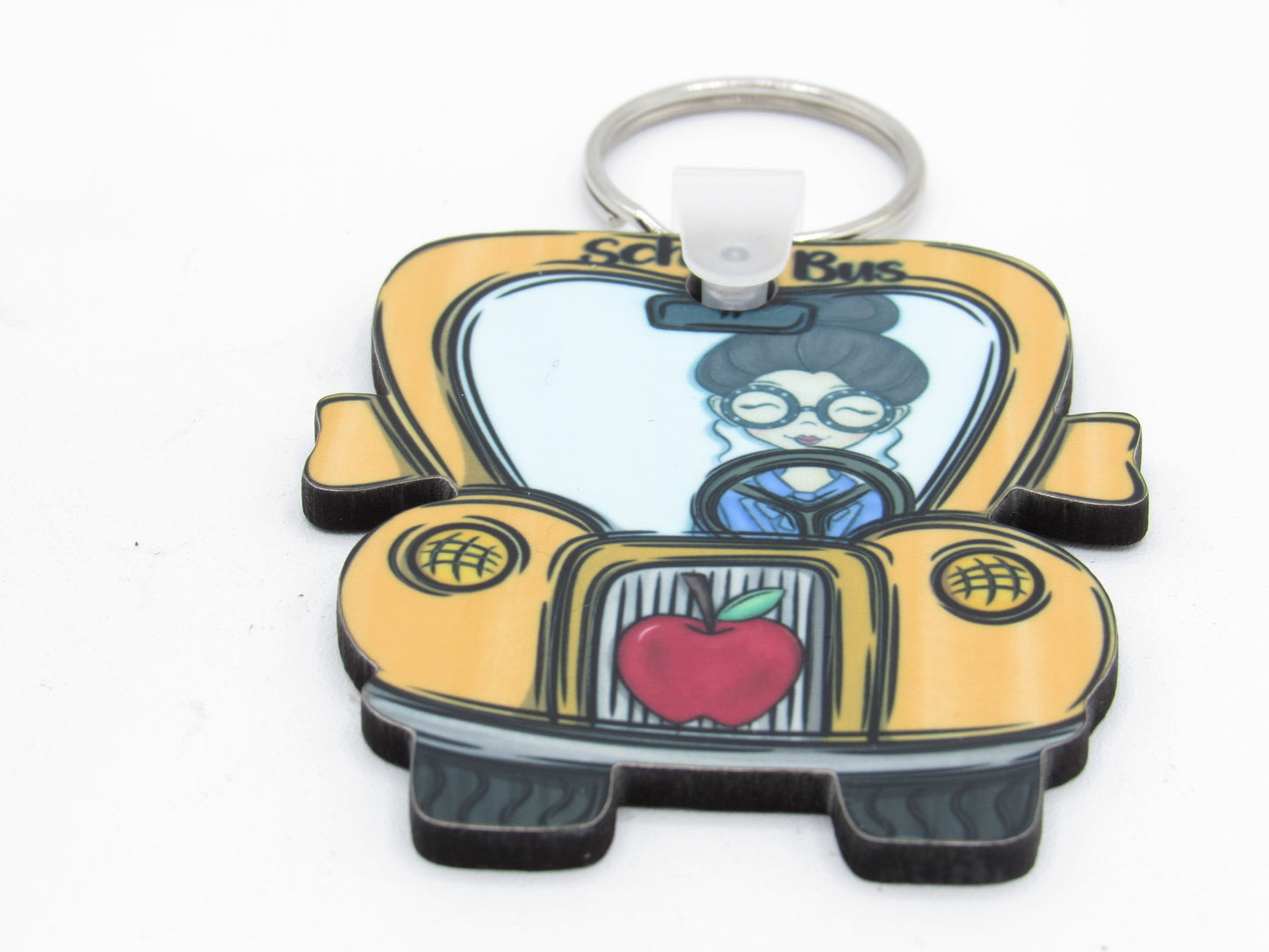 School Bus Keychain MDF Sublimation Key Ring Truck Charm Bus Driver Gift