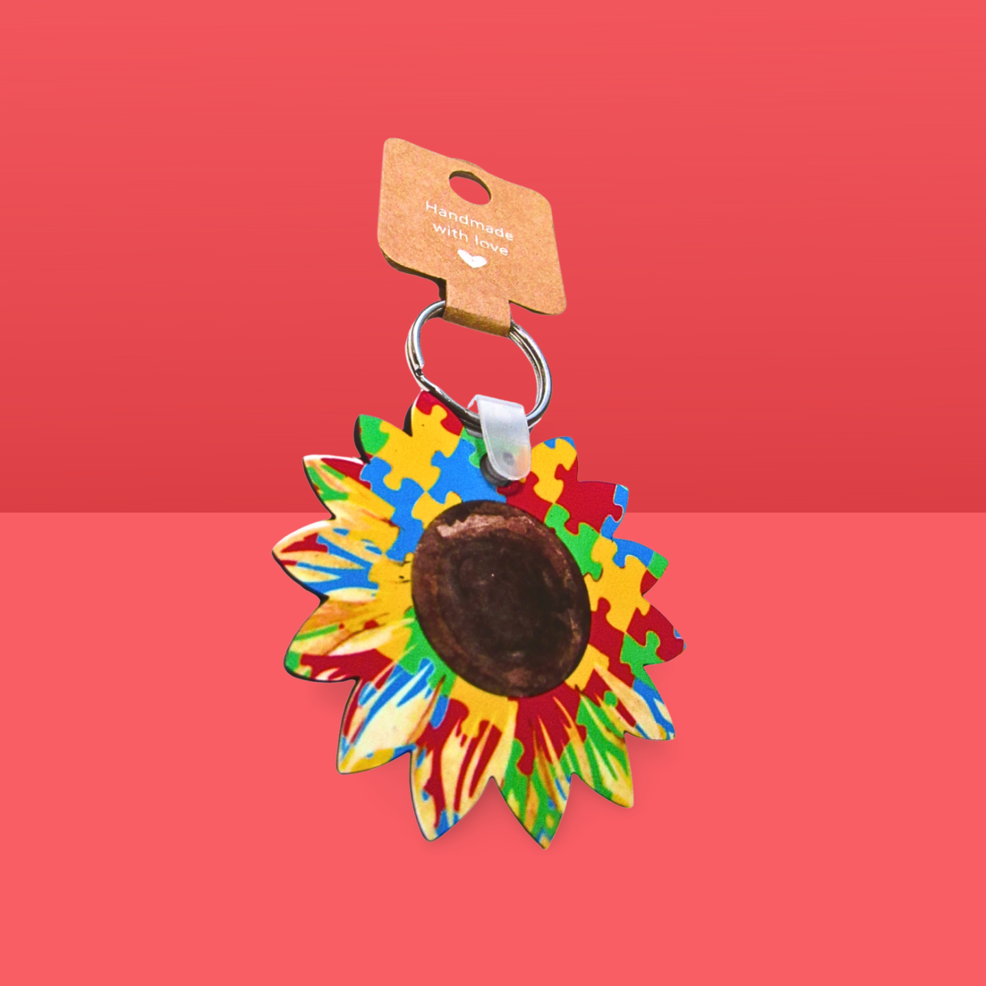 Sunflower Shaped Sublimated Keychain