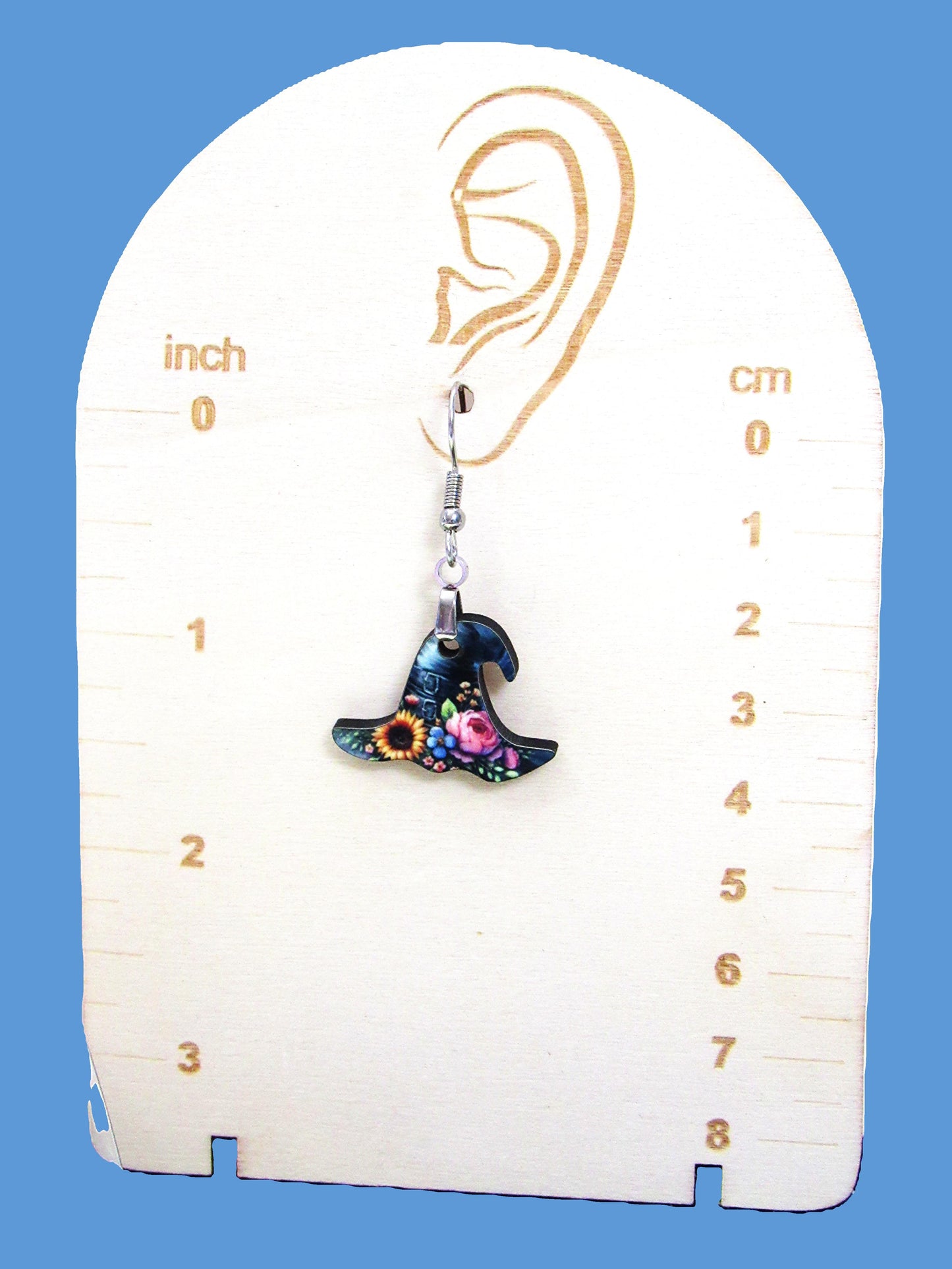 Witch Hat Shaped Sublimated Earrings 1 inch