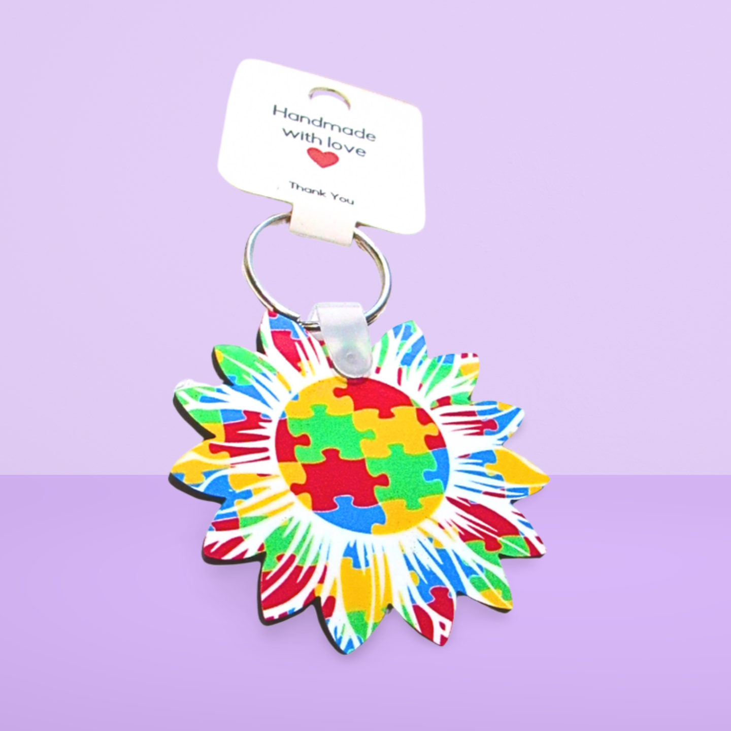 Sunflower Shaped Sublimated Keychain